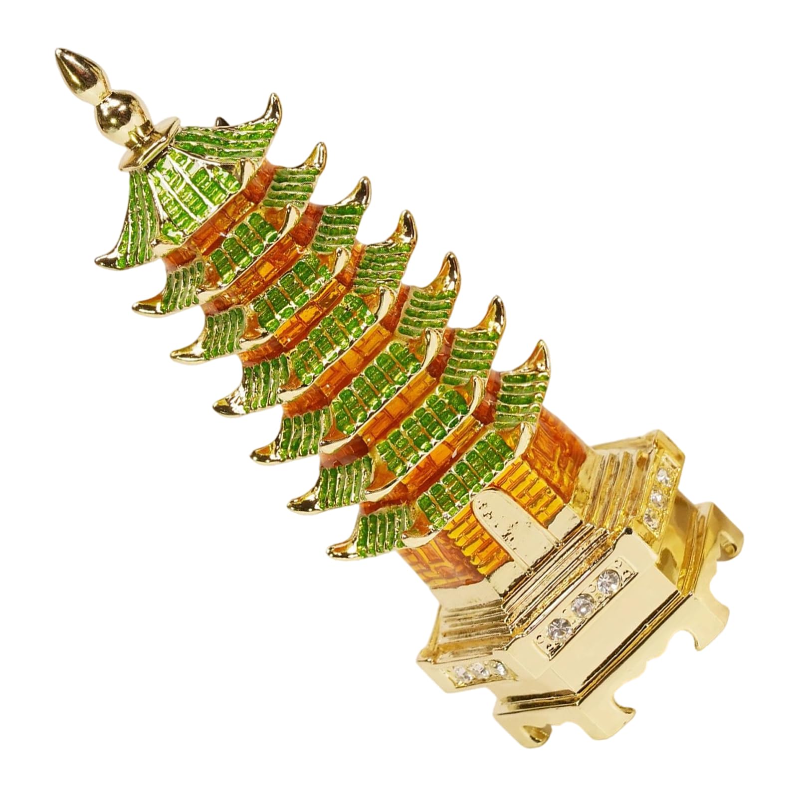 TFAOYS Chinese Enameled Jewelry Box Five Wheel Stupa Buddhist Pagoda Home Decoration Collectible Art Cultural Home Accessory