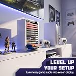 TNP Universal Video Game Storage Tower for PS5, PS4, PS3, Nintendo Switch, Xbox One, Xbox Series S/X - White Video Game Holder Organizer Stand with 12 CD Case Storage for Organizing & Displaying
