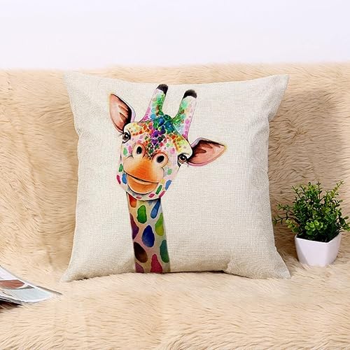 Miniatura 3 de KAKIGIJI Funda de almohada de jirafa de 18 x 18 pulgadas, decoración del hogar para sofá, sala de estar, sofá, cama, funda de almohada decorativa de