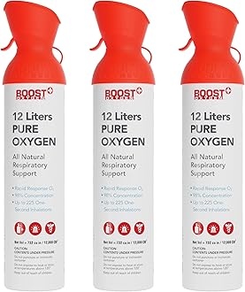 Boost Oxygen Extra-Large Rapid Response 12L Canister | Respiratory Support for Aerobic Recovery, Altitude, Performance & Health (3 Pack)