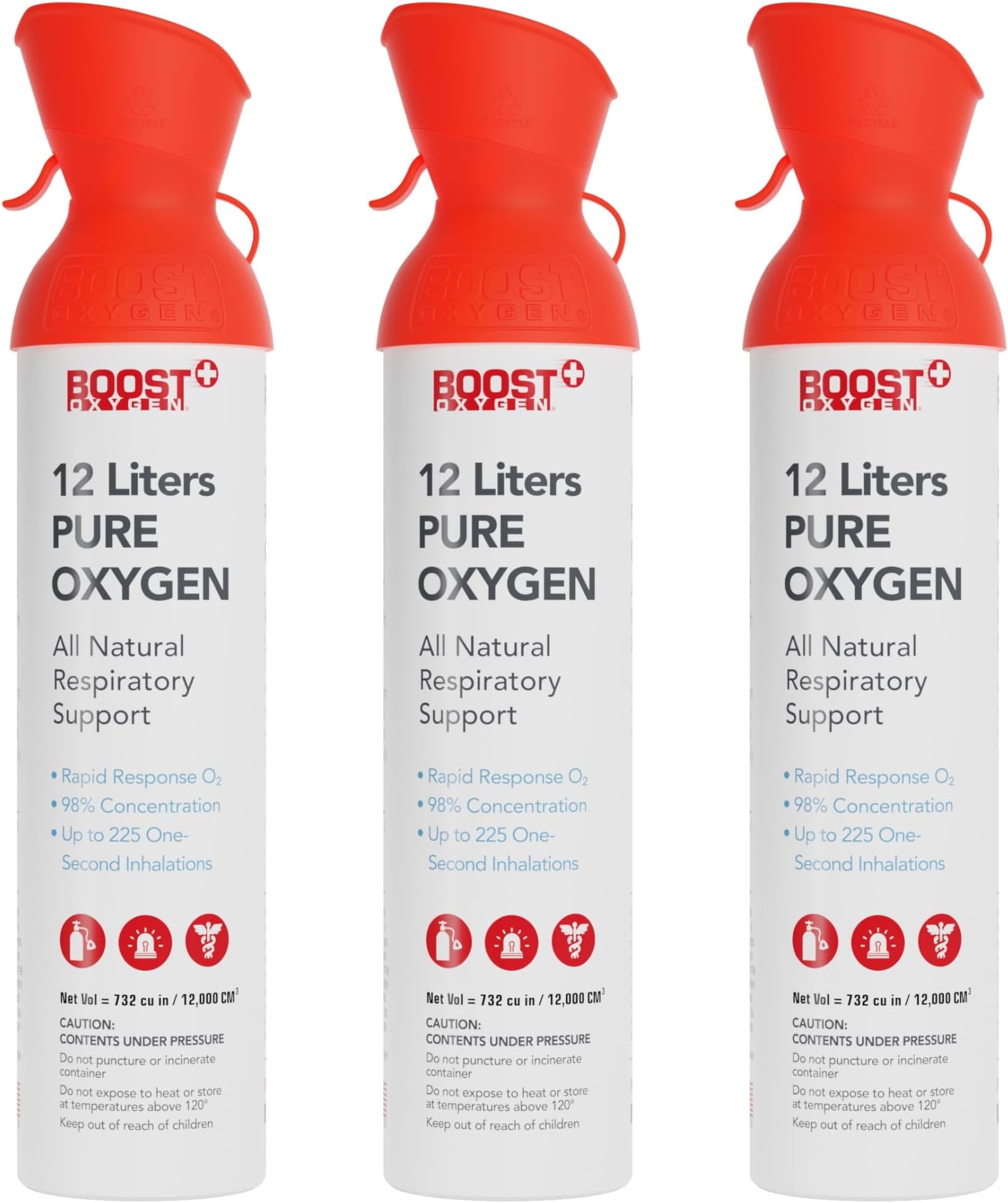 Extra-Large Rapid Response 12L Canister | Respiratory Support for Aerobic Recovery, Altitude, Performance & Health (3 Pack)