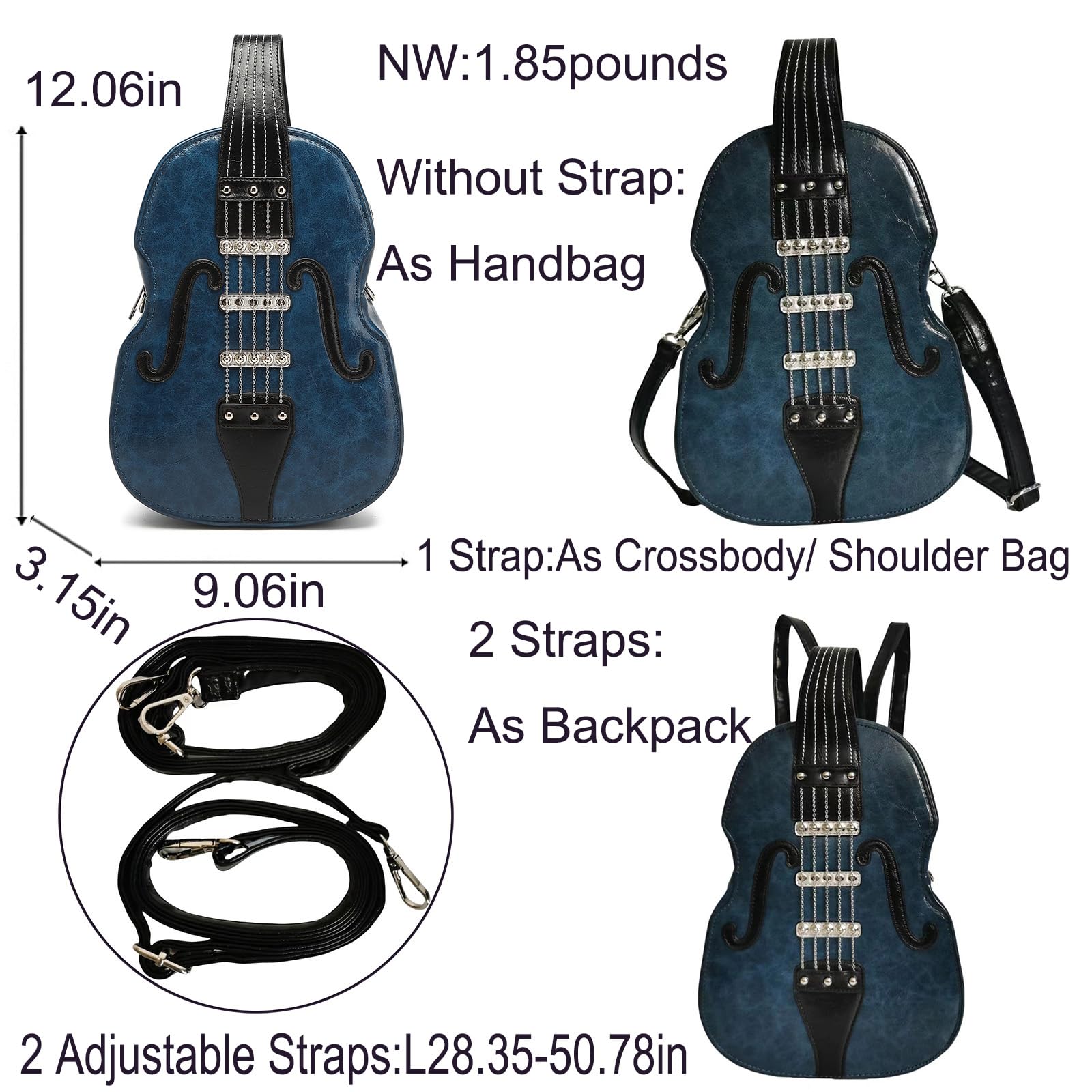 Amazon.com: generic Women Violin Shaped Backpack PU Leather 