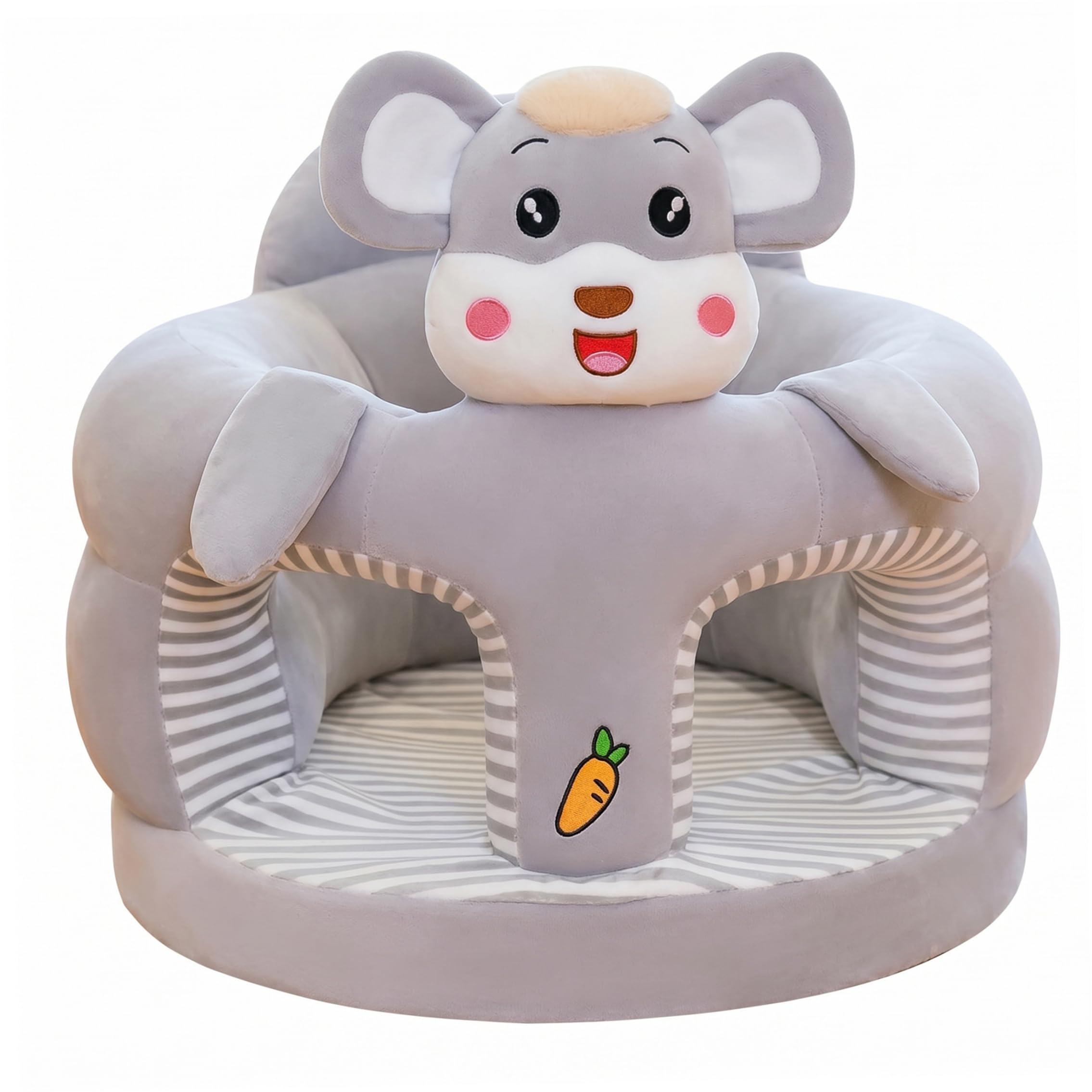 Tsawntd Baby Sit Up Chair, Cute Cartoon Plush Sit Me Up Floor Seat For Baby, Soft Skin-friendly Sitting Support, Gray Me Floor Seat For Chair For