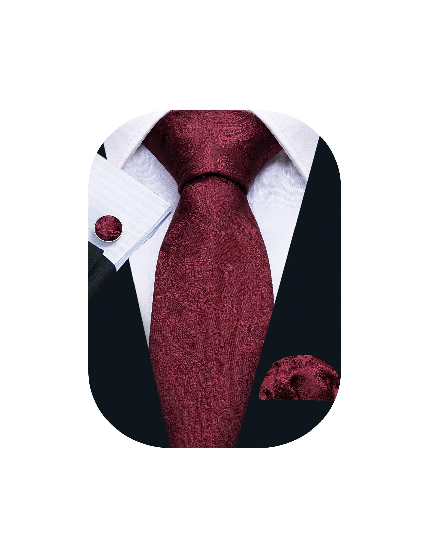 Barry.Wang Paisley Striped Bow Tie for Men Silk Pre-Tied Bowtie Set