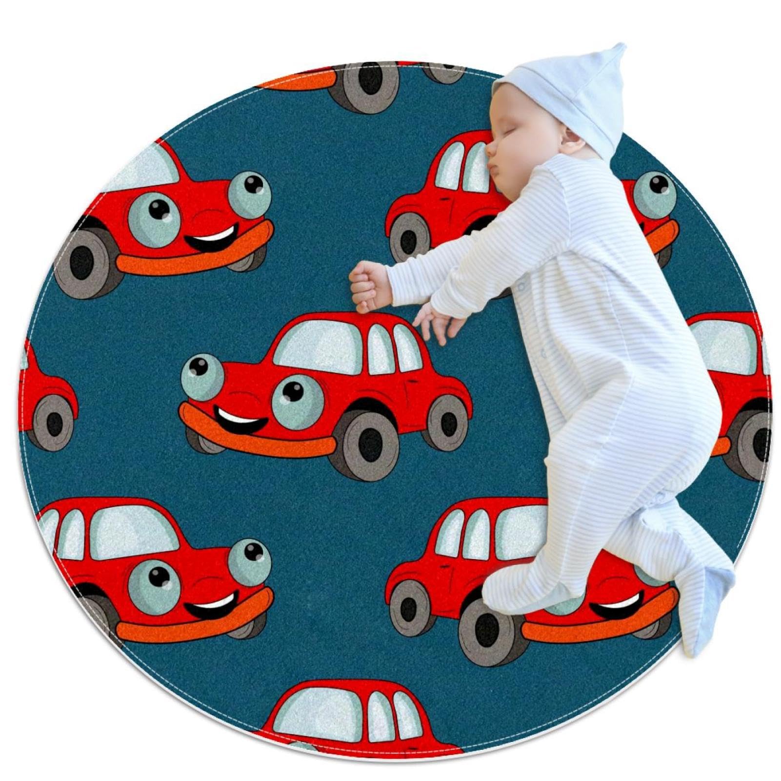 Tapis de sol antidérapant et absorbant rouge motif voiture dessin animé pour douche