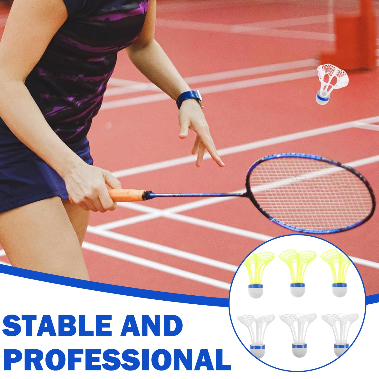 6 Pezzi Volano Badminton Antivento in Nylon Birdies Ideale per Principianti Famiglie e Professionisti Palline da Badminton con Grande Elasticità e Durata Badminton