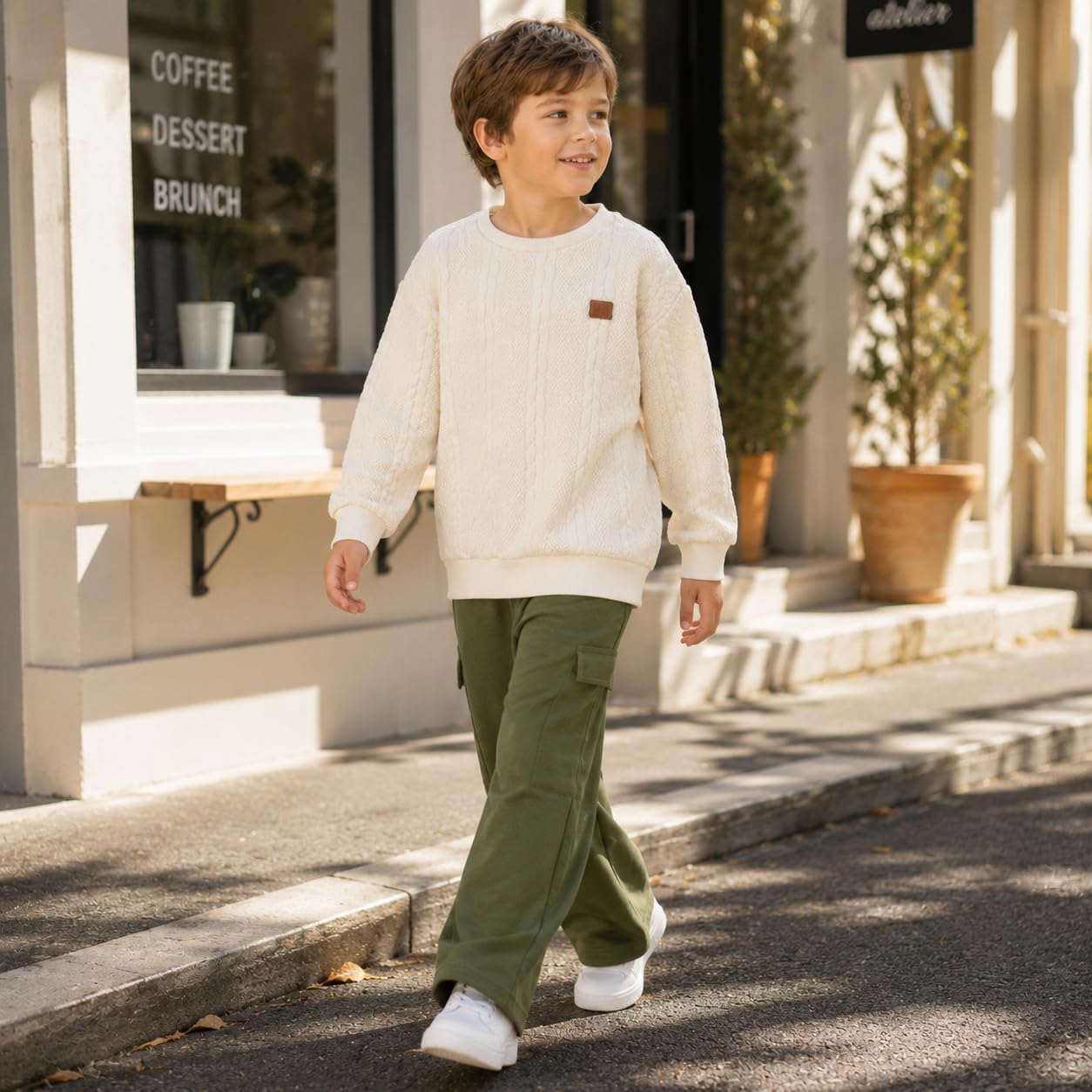 Boys Fall Outfits Crew Sweatshirt Pocket