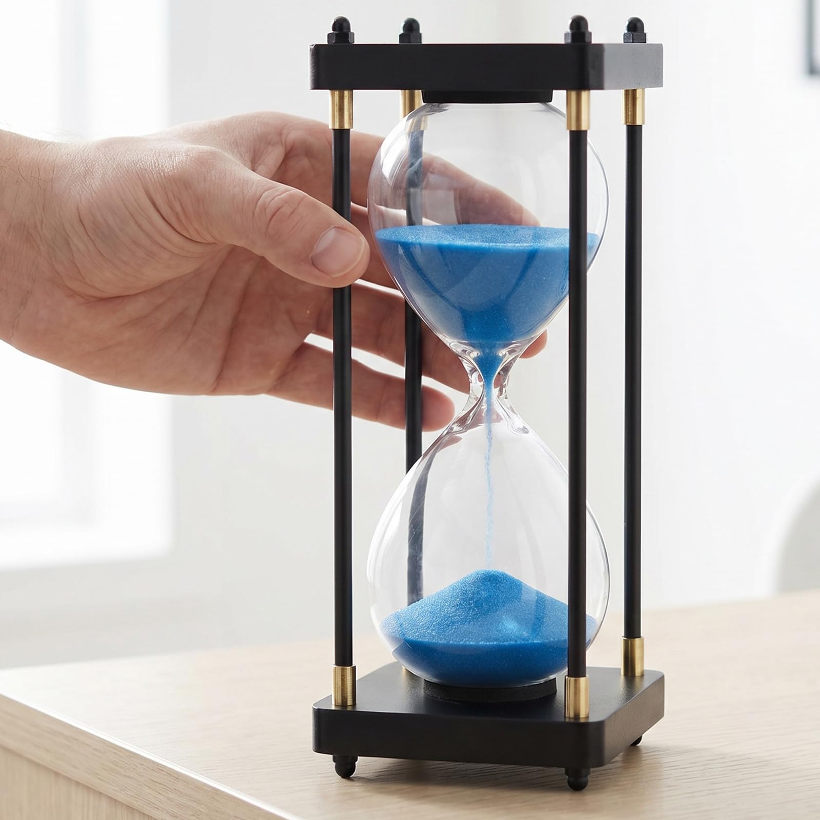 Reloj de Arena de Cristal Azul de 60 Minutos para Oficina y Juegos