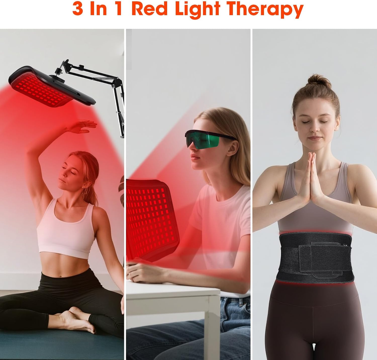 Red Light Therapy for Body，3 in 1 Multifunctional Removable Red Infrared Light Therapy Lamp, 660nm & 850nm Red Light Therapyfor Body and Face, Back, Leg, Waist with Adjustable Stand - Image 3