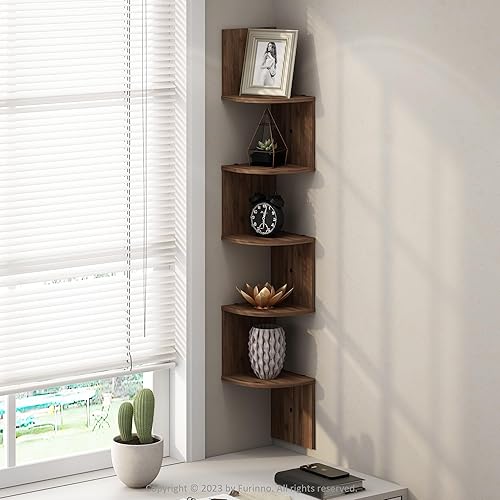 Miniatura 8 de Furinno Rossi - Estantes flotantes triangulares para pared, juego de 3 estantes geométricos de esquina, estantes montados en la pared para baño,