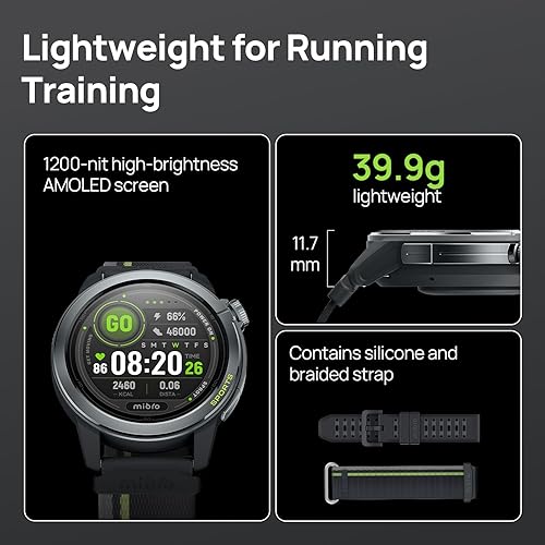Miniatura 2 de mibro GS Active2 - Reloj inteligente para correr AMOLED de 1,32 pulgadas, ligero, reloj GPS deportivo de maratón con guía de entrenamiento y