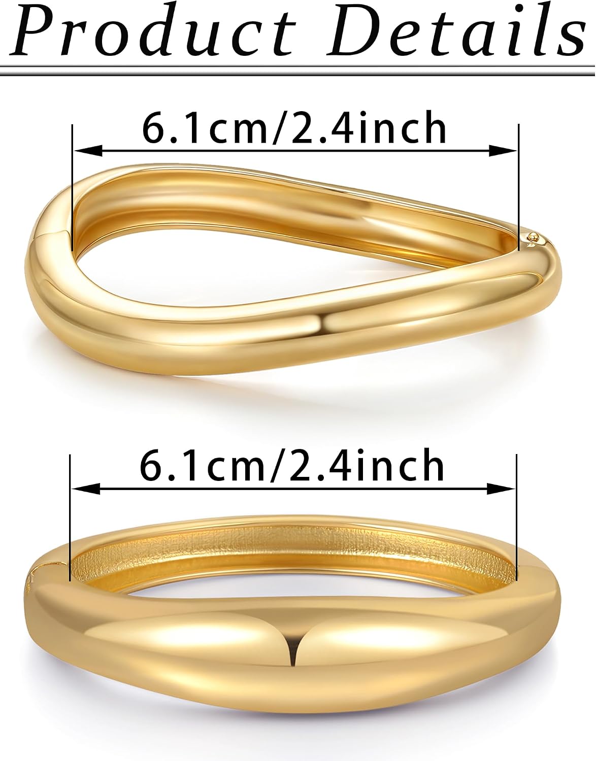 2Pcs Gold Bangle Bracelets for Women 14K Gold Plated Wide Chunky Cuff Bracelets Trendy Minimalist Open Hinged Irregular Stack Bracelet Jewelry Gifts