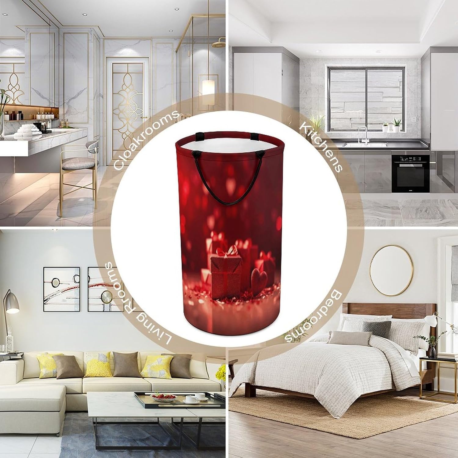 Red Gift BoxLaundry Hamper - Large Dirty Clothes Bag.Storage Basket for Easy Carry Handles. Large Clothes Basket with Handles, Clothing Storage Bucket Toy Organizer for Bathroom Bedroom Dorm.