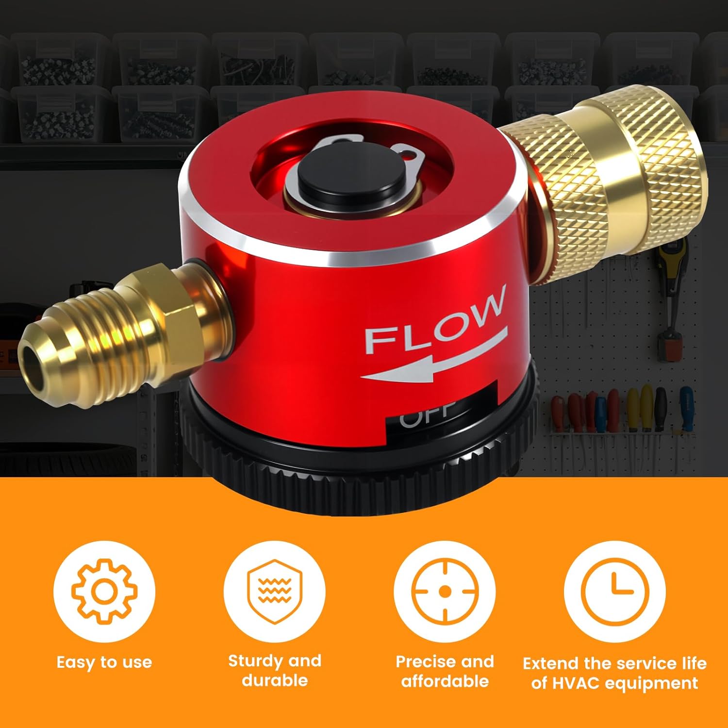 Upgraded Nitrogen Purge Tool, Adjustable Nitrogen Flow Regulator HVAC, Brass Nitrogen Purge Regulator for Air Conditioning System Maintenance, Tool with OFF & PURGE & BRAZE Modes