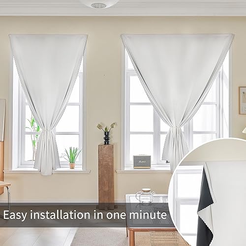 Miniatura 6 de Cortinas autoadhesivas portátiles 100% opacas, simples y fáciles de instalar, para ventana de dormitorio, térmicas, para oscurecer la habitación,