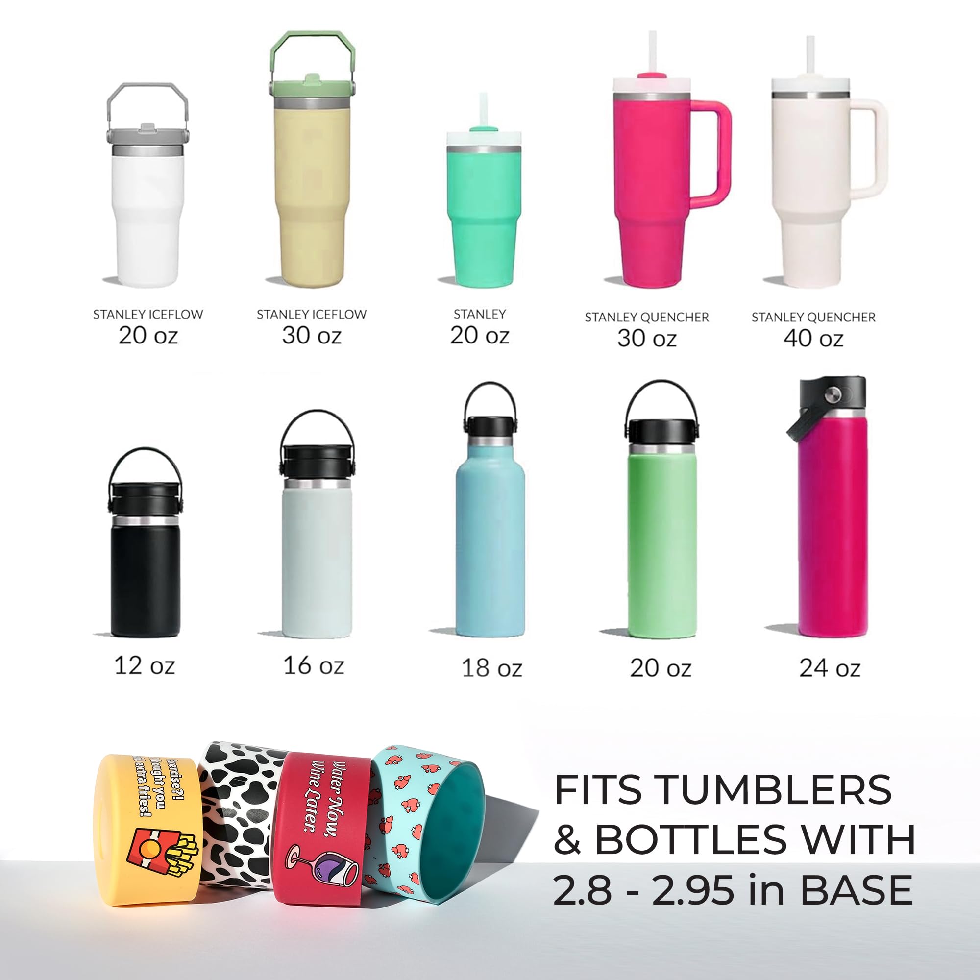 4-Pack Silicone Boots For Stanley Cup, Quencher, IceFlow & Similar Tumblers - Bottom Protector Sleeves - View #7