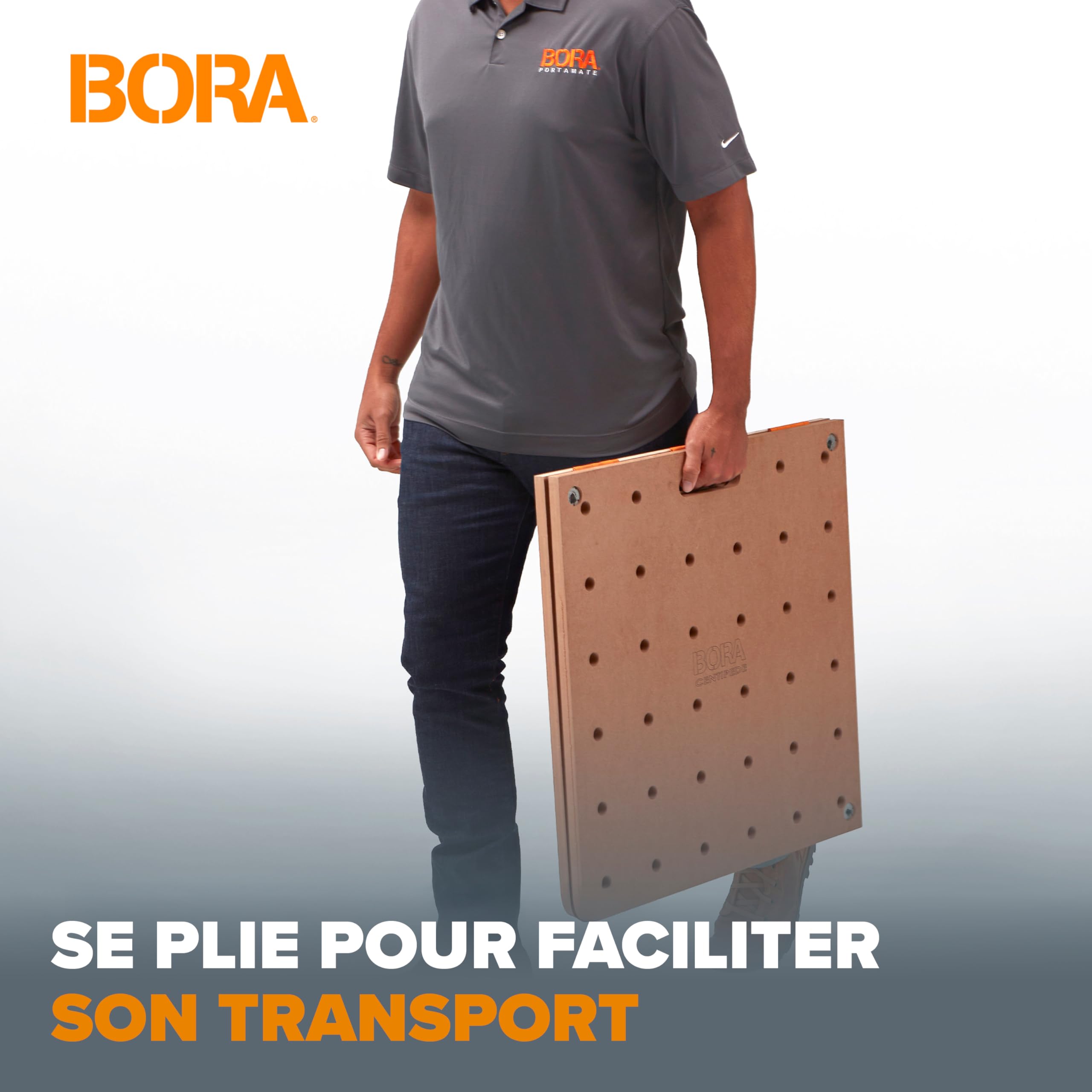 Bora Centipede CK22TM Établi pour Table de Travail Bora Centipede 61 x 121,9 cm avec Dessus en Bois avec Trous pour Chien de 20 mm + 6 poignées de Verrouillage à Rotation Rapide pour établi Portable