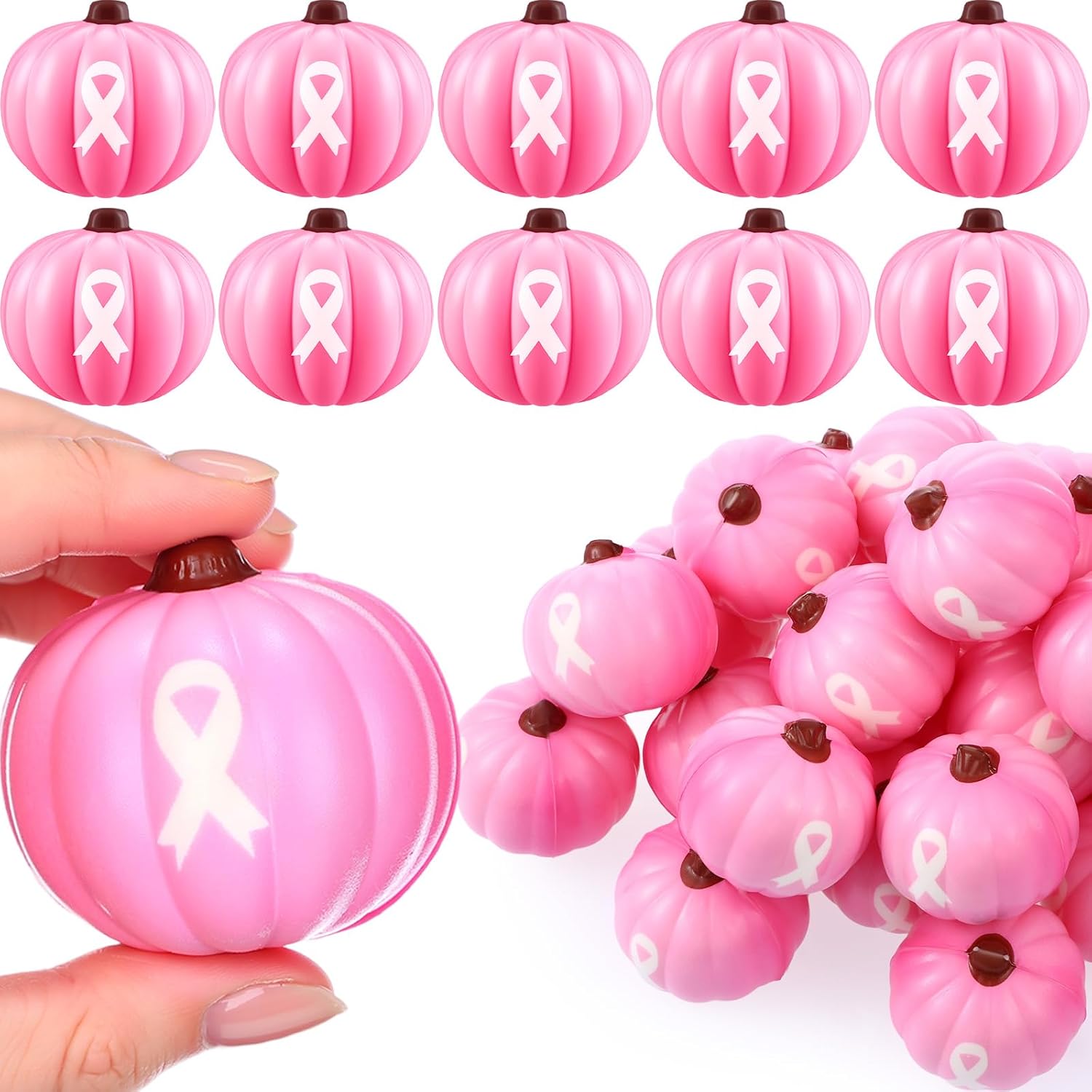 48 Pcs Novelty Breast Cancer Awareness Pumpkin Accessories Bulk for Women