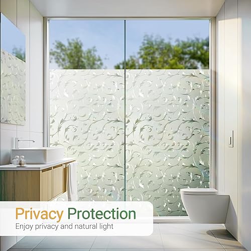 Miniatura 2 de rabbitgoo Película de privacidad para ventana, de vidrio esmerilado, cubiertas de ventana con bloqueo solar, calcomanías extraíbles de adherencia