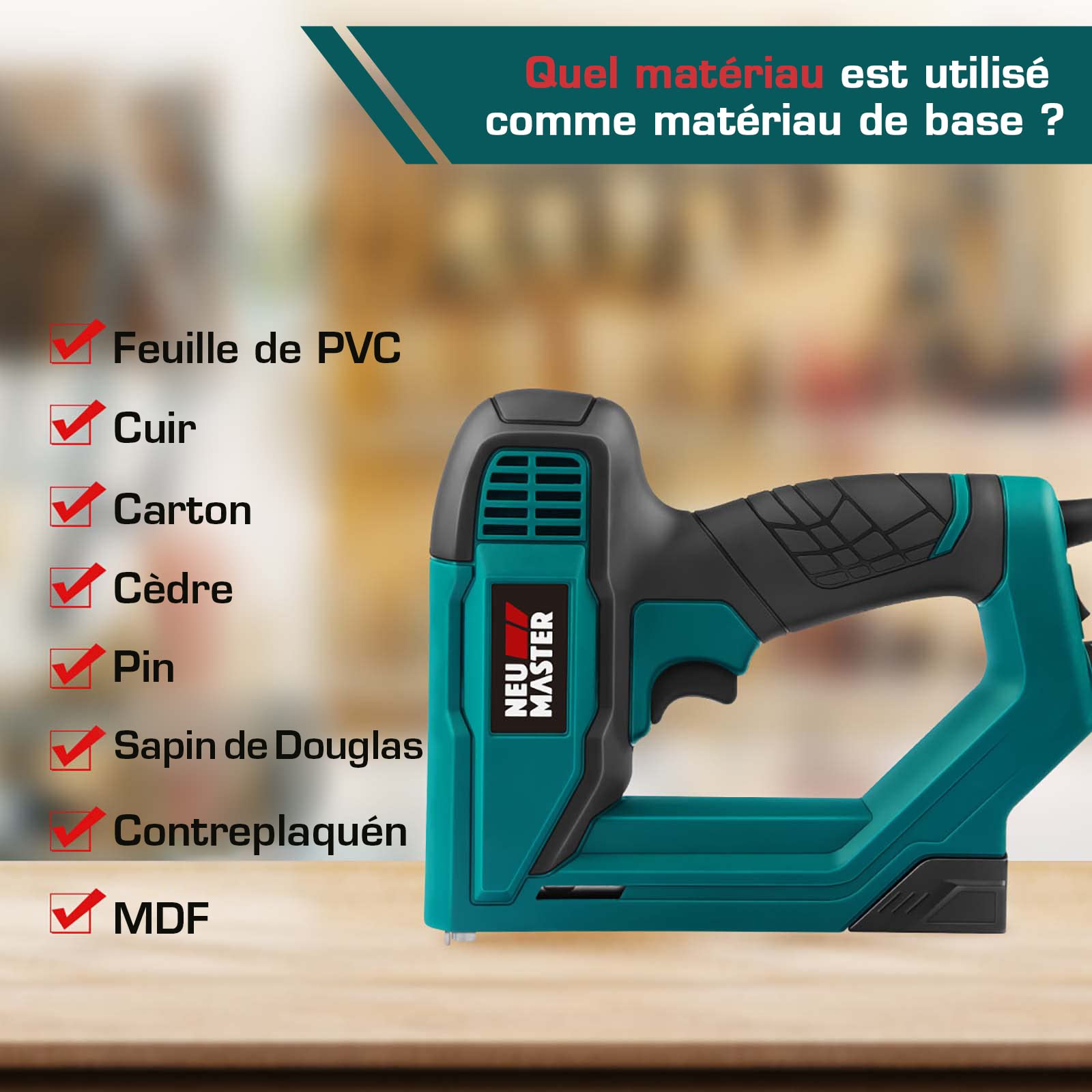 NEU MASTER Agrafeuse Électrique, Cloueur Electrique NTC0060 pour les Projets de Bricolage en Ameublement, Menuiserie et Travail du bois, y Compris les Agrafes et les Clous