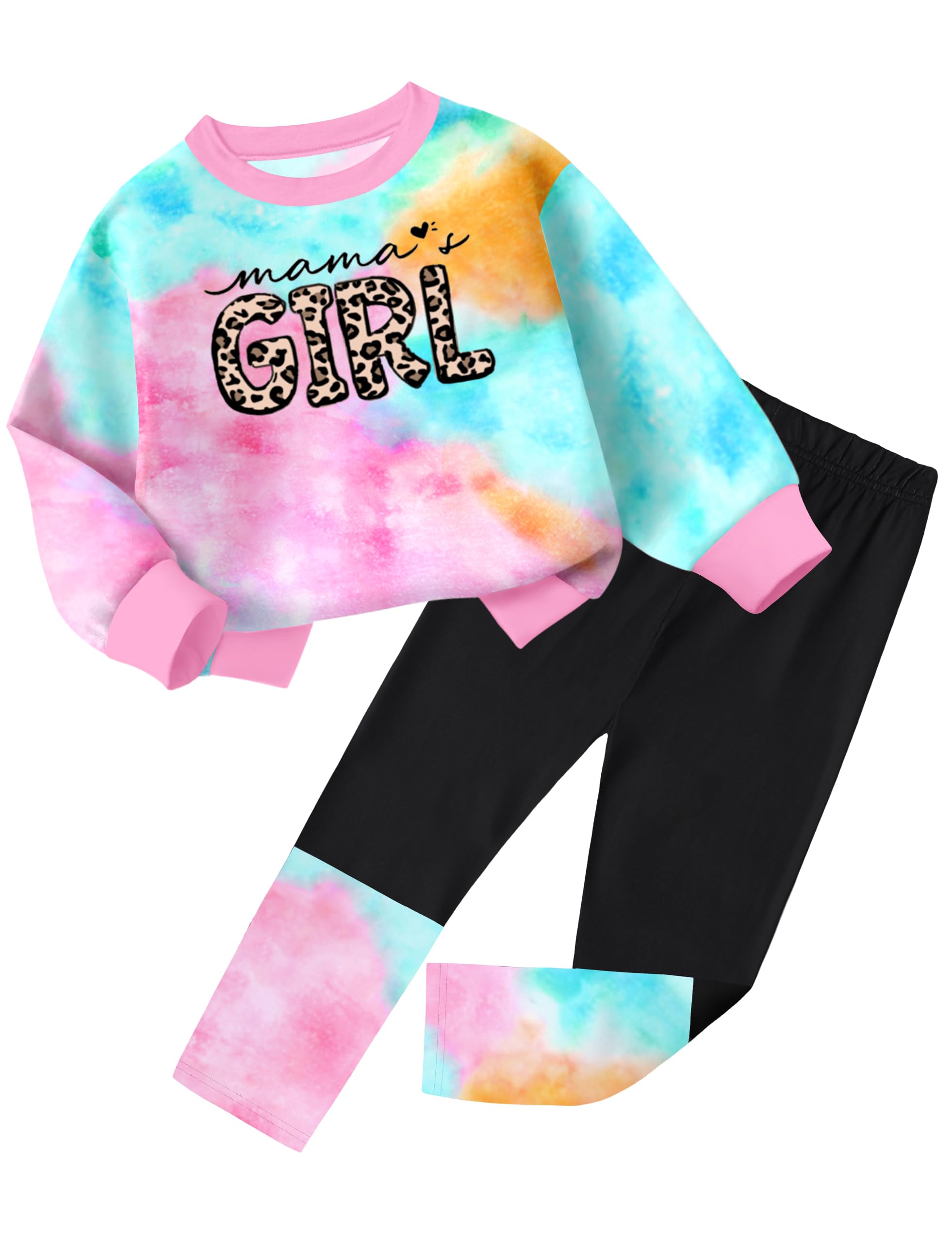 zaanti baby girl clothes tie dye letter print top toddler girl clothes and leggings fall winter girls 2 piece outfits 12m-4y