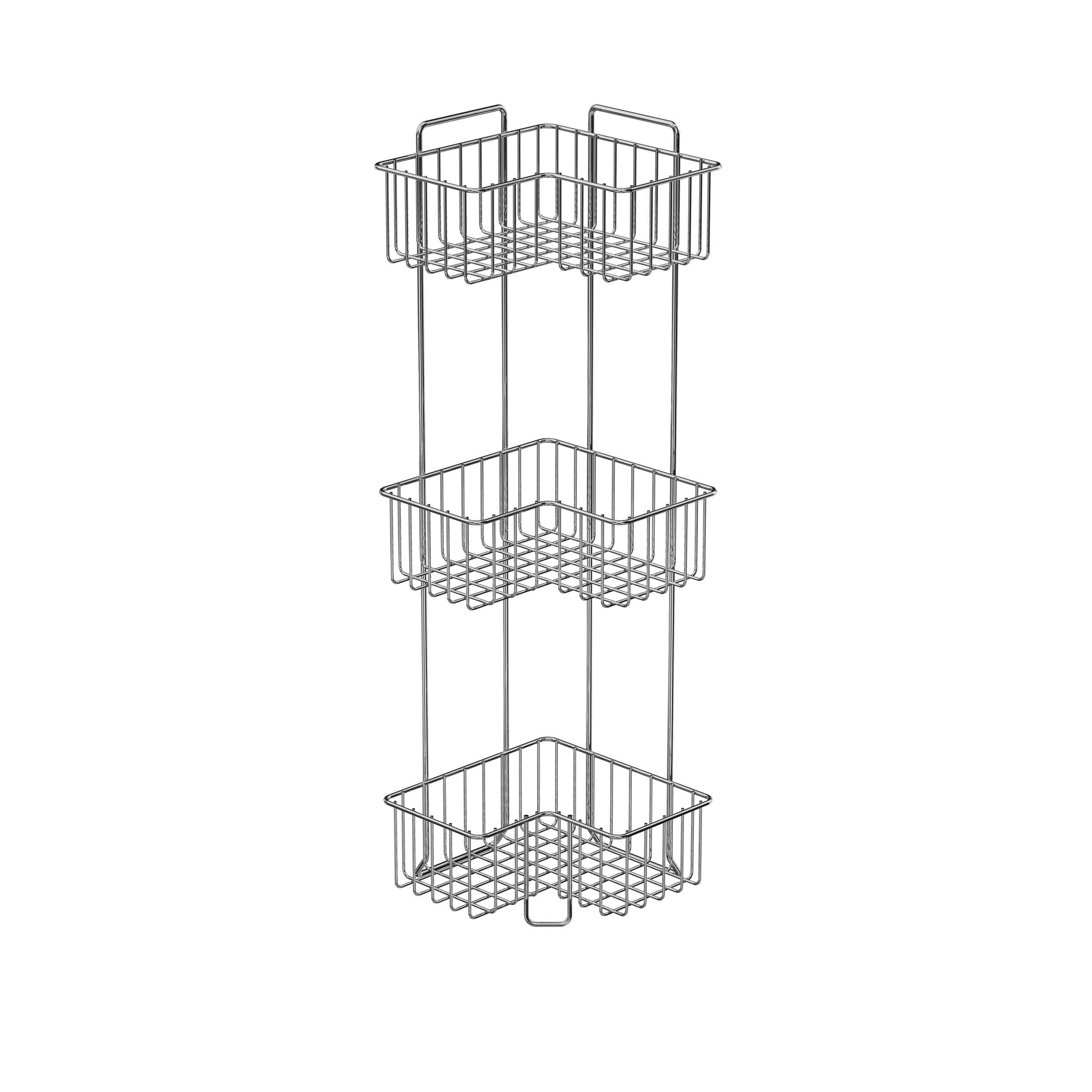 Beldray Corner Shower Caddy, 3 Tier Bathroom Storage With 3 Baskets, Chrome