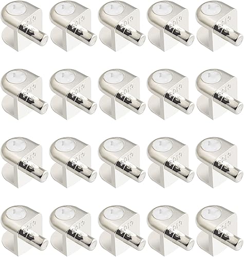 Pinzas de soporte de vidrio para estante, 20 unidades, ajustables, sin marco, de aleación de zinc, acabado cepillado, con pasador, soportes para