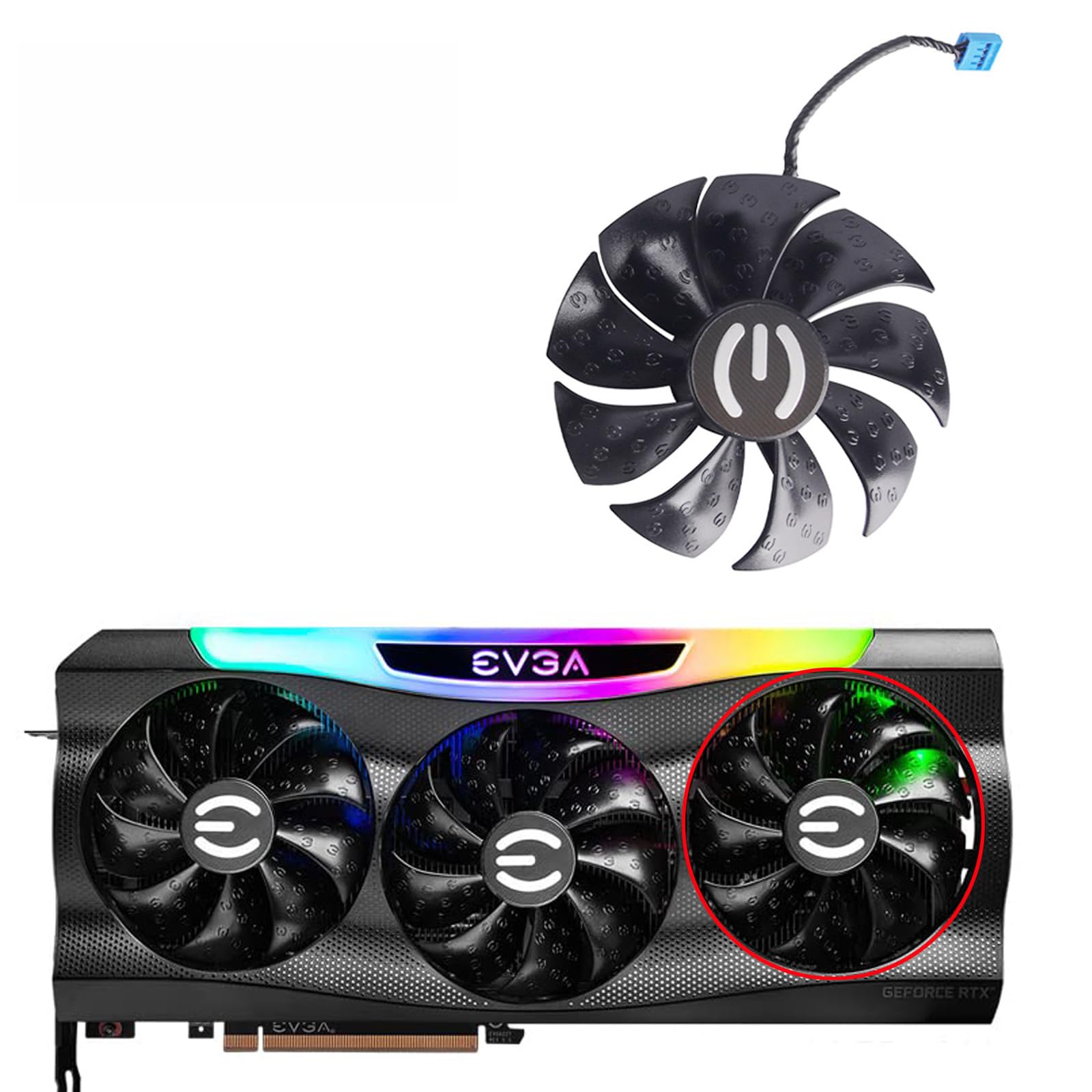 inRobert PLD09220B12H Ball Bearing Graphics Card Fan for EVGA RTX 3070 3080 Ti 3090 FTW3 Ultra Cooling Fan (12V, 0.55A, 3.43" x 3.43" x 2.2")