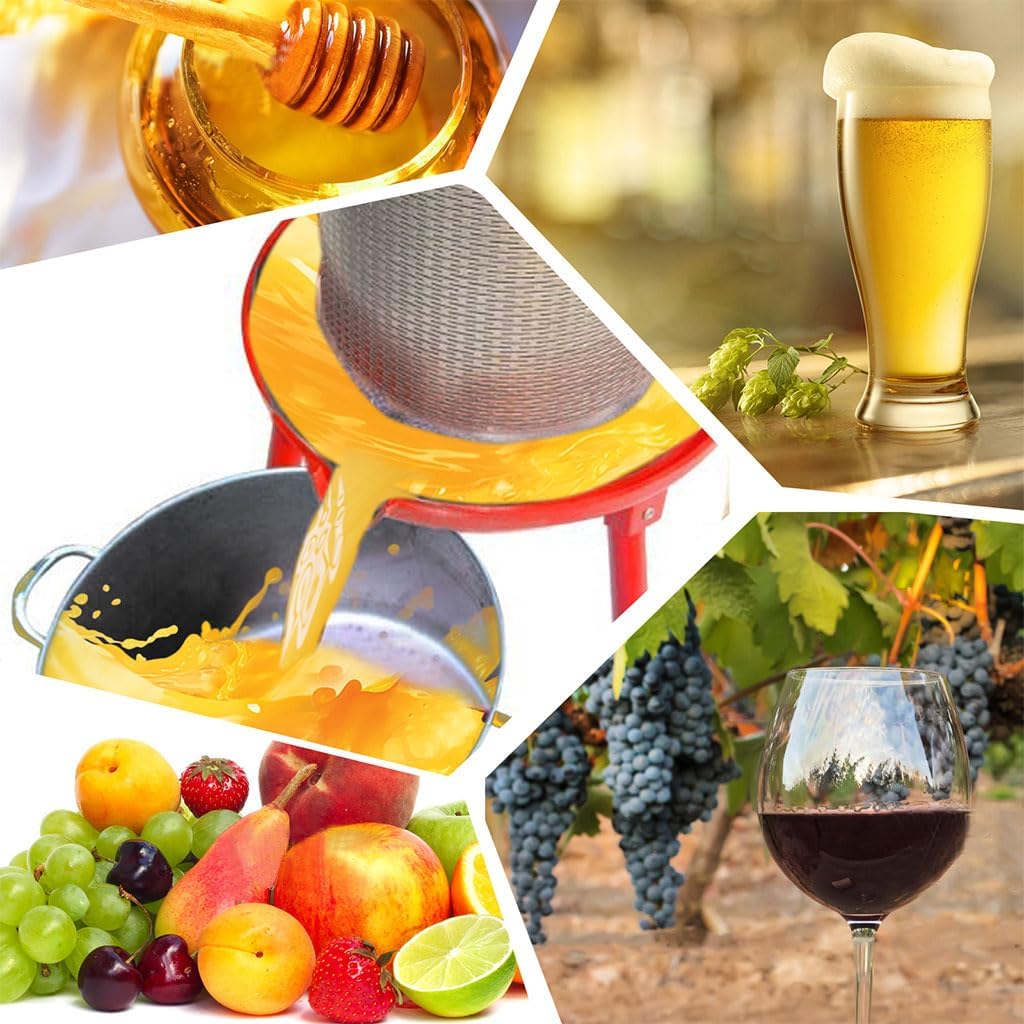 10.7Gallon Hydraulic Fruit Wine Press, Stainless Steel Barrels Press Machine with Filter Bag & Splash Guard Manual Juice Maker, Cider Apple Grape Tincture Making Press for Juice, Vegetable,Wine