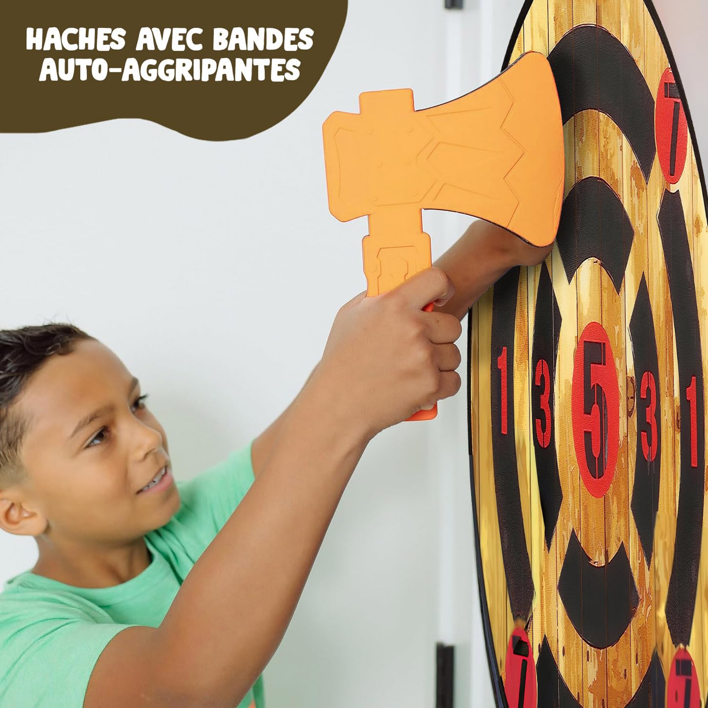 TimberToss | Jeu de Lancer de Haches | Jeux de Fléchettes pour Enfant et Adulte | Jouet en Mousse EVA pour Intérieur et Extérieur | Cible pour Mini Bucheron Fille Garçon | OriginalCup