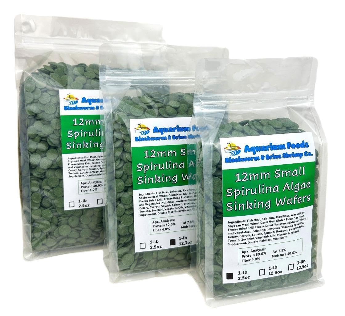 Aquatic Foods Inc. 12mm - 1/2" Small Sinking Wafers of Algae, Spirulina, Veggies for All Tropical Fish, African Cichlids, Shrimp, Snails, Crabs,
