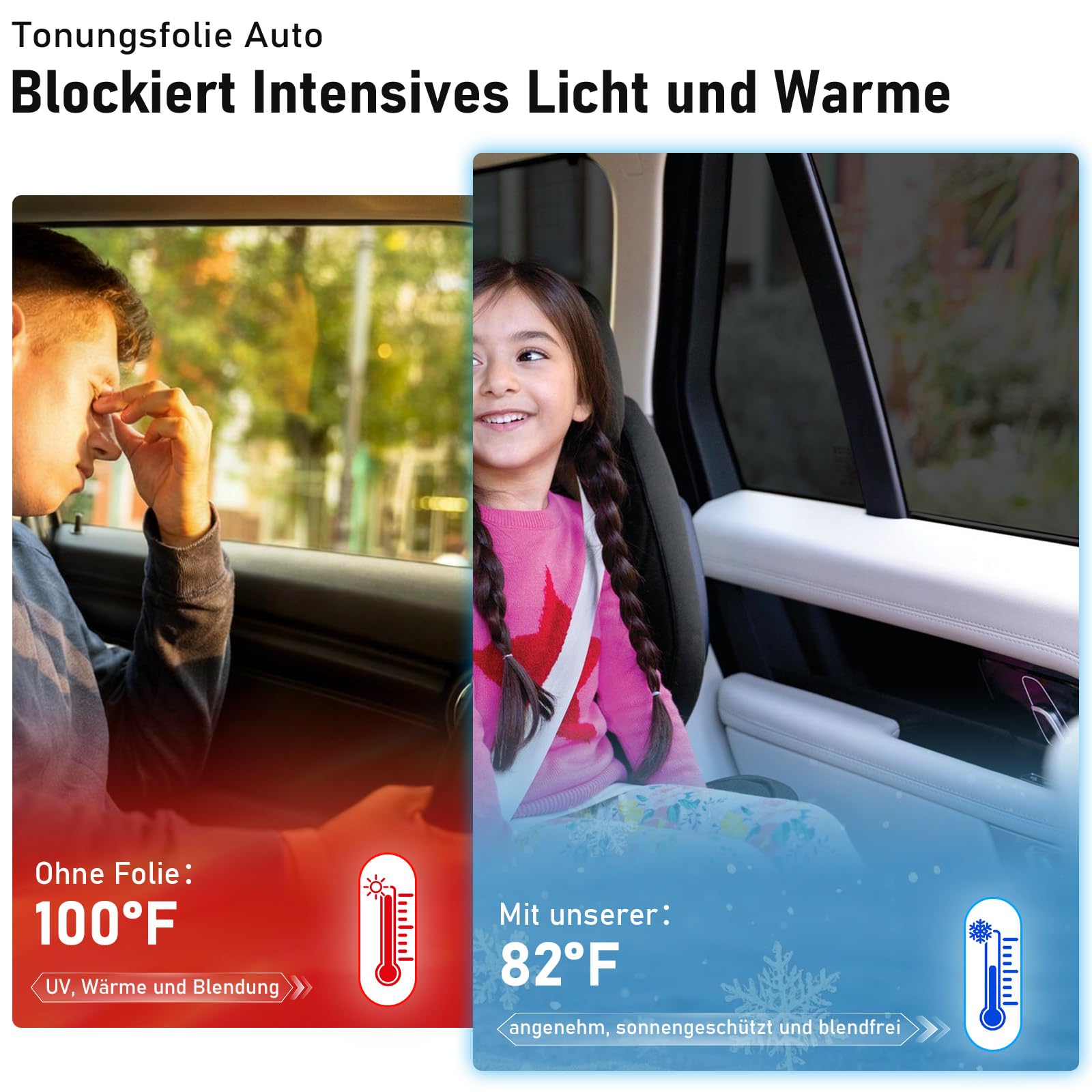 Film occultant pour Voiture, 75 cm x 3 m, 70% VLT, Autocollant - Protection UV et Infrarouge - Protection Contre la Chaleur et l'éblouissement - Film de confidentialité résistant aux Rayures