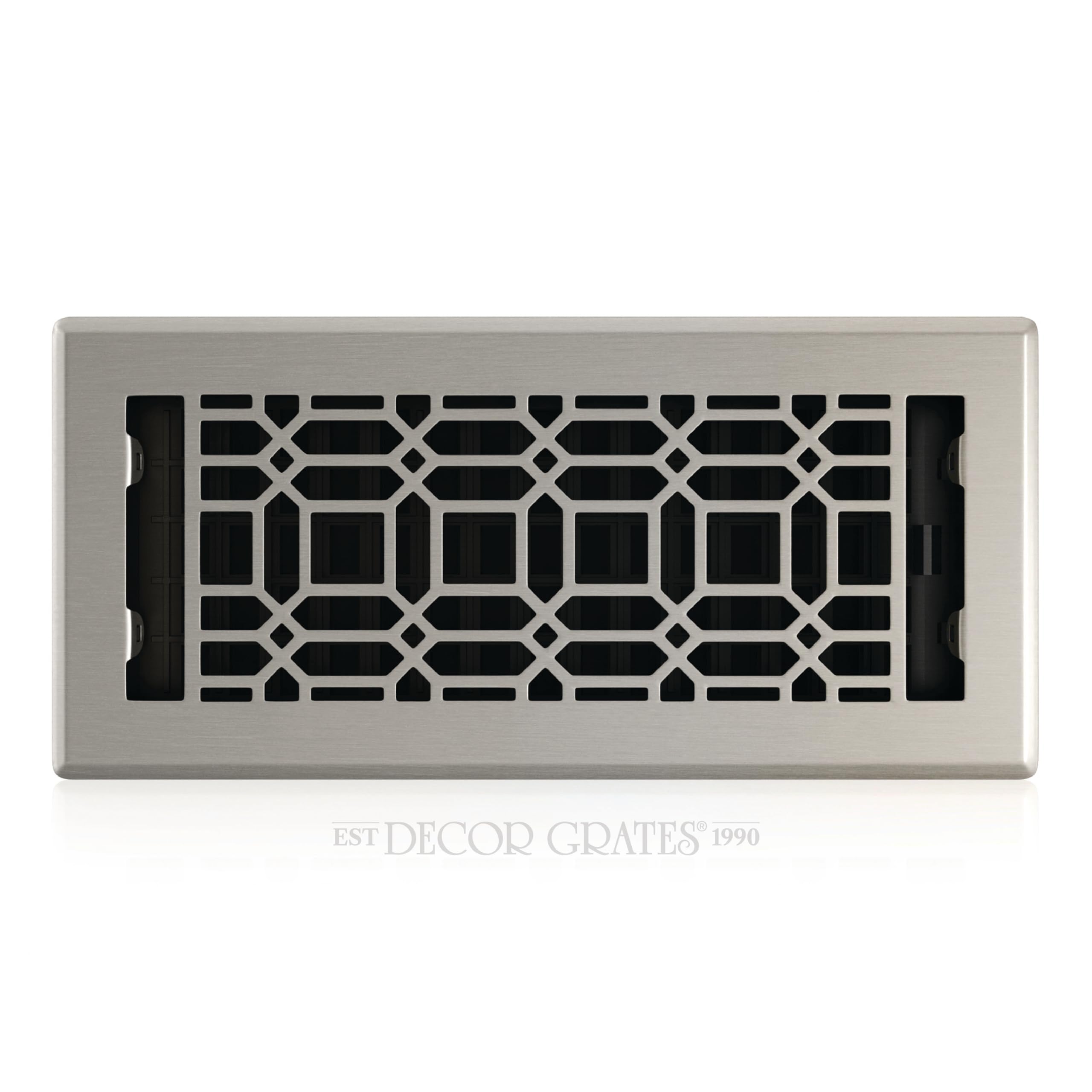 Decor Grates NGH410-NKL New Gothic Floor Register, 4 x 10 Inches, Plated Nickel, 4x10 Inches