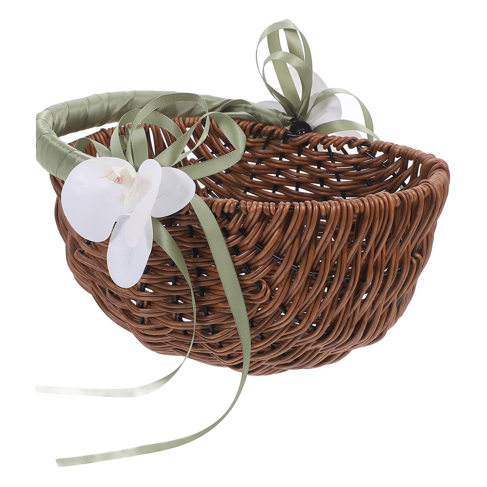 ERINGOGO Geflochtener Blumenmädchenkorb aus Rattan und Kunststoff Leichter Hochzeitskorb mit Verschleißfestem Material für Romantische Strandhochzeiten
