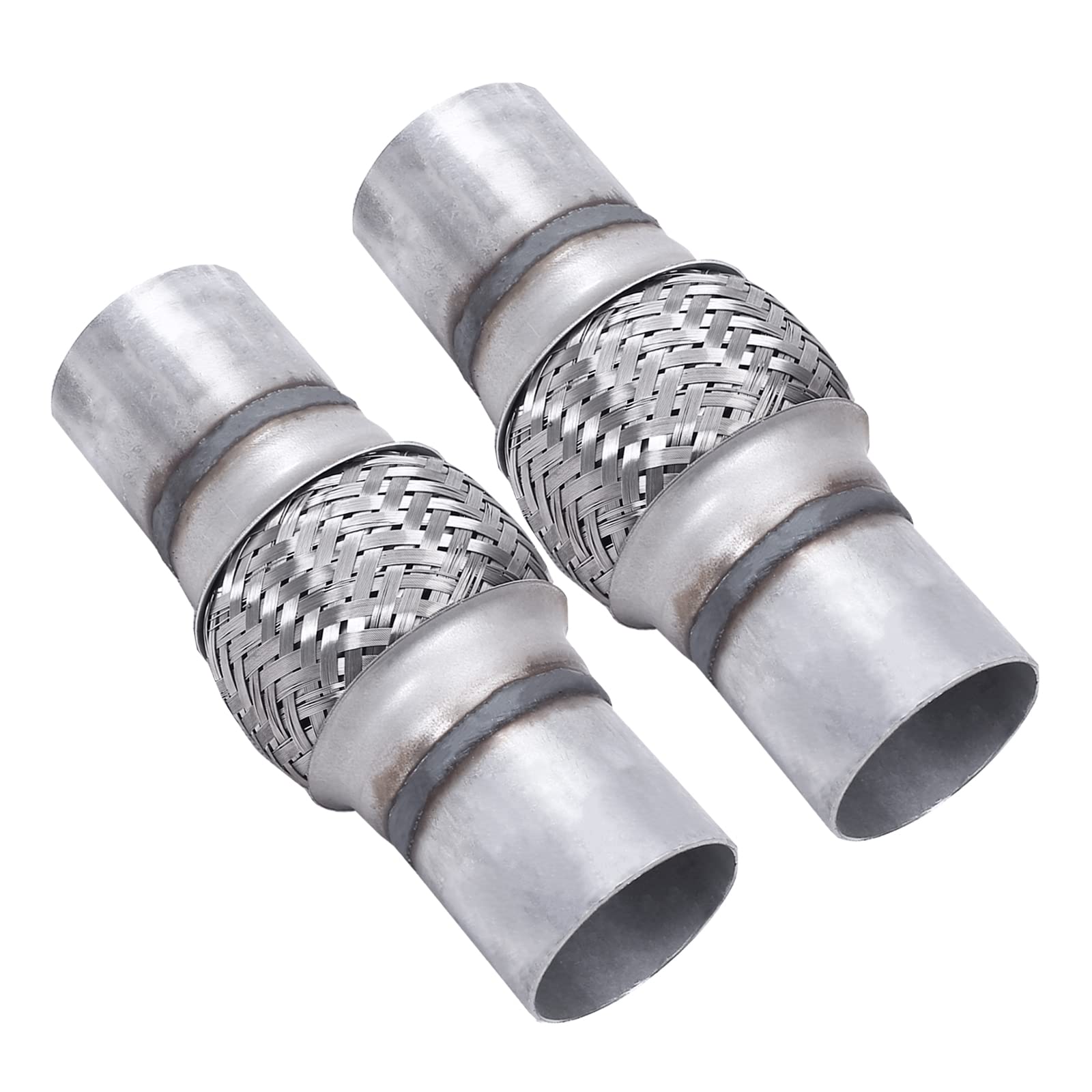 FGJQEFG 2PCS Exhaust Flex Pipe Stainless Steel Braid 2.25"Inch x 4"Inch w/Ends 8"Inch Long Heavy Duty