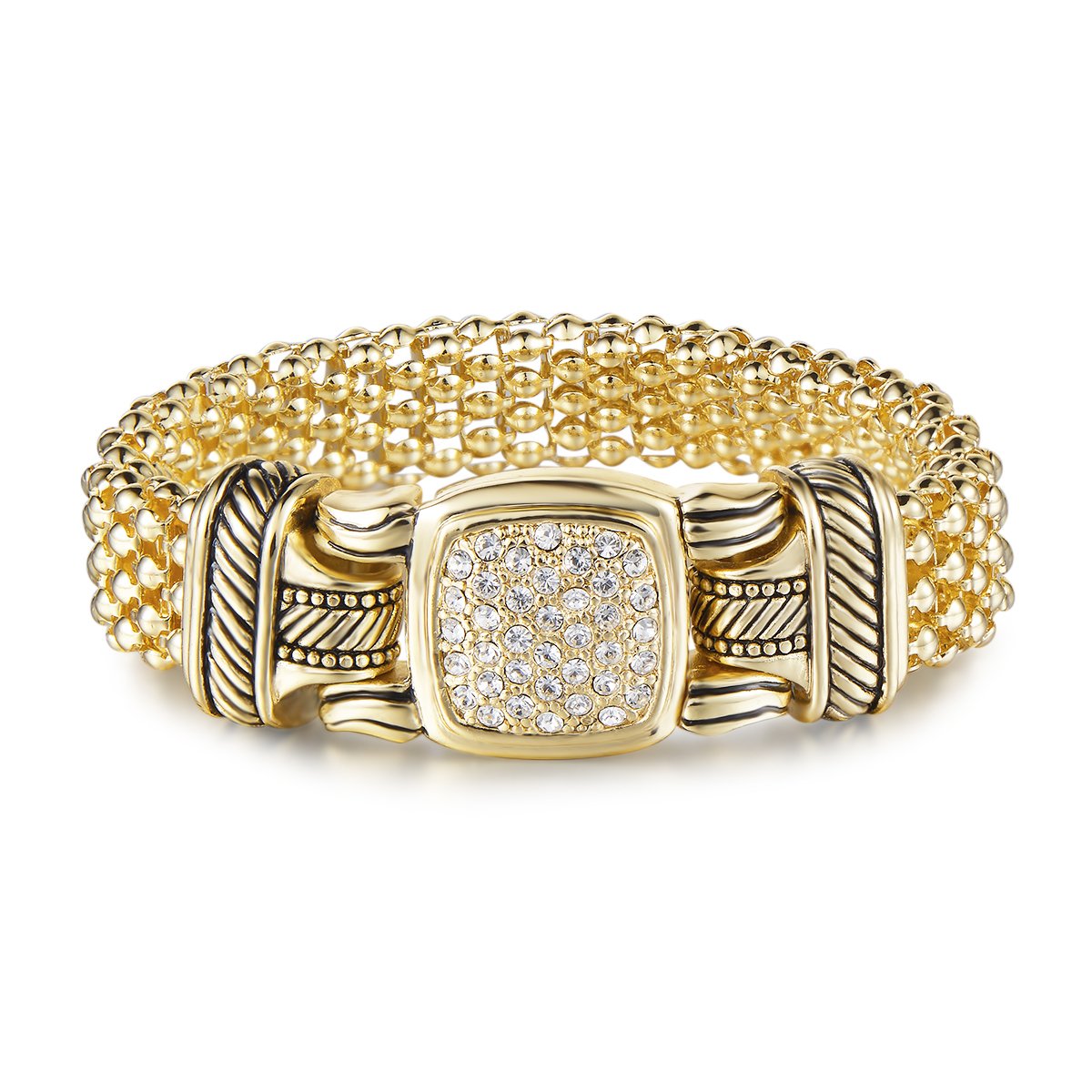 UNY JEWELPave Crystals Designer Inspired Statement Popcorn Chain Bracelets Women Jewelry Magnetic Clasp