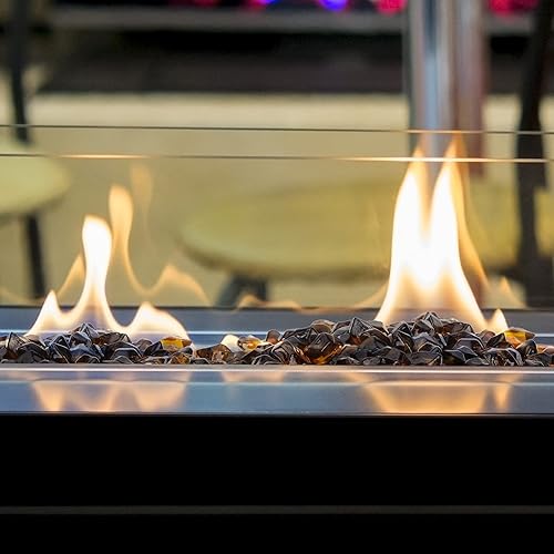 Miniatura 5 de Vidrio de fuego poligonal de 12 pulgada para chimenea, hoguera y paisajismo, 10 libras de alto brillo ámbar