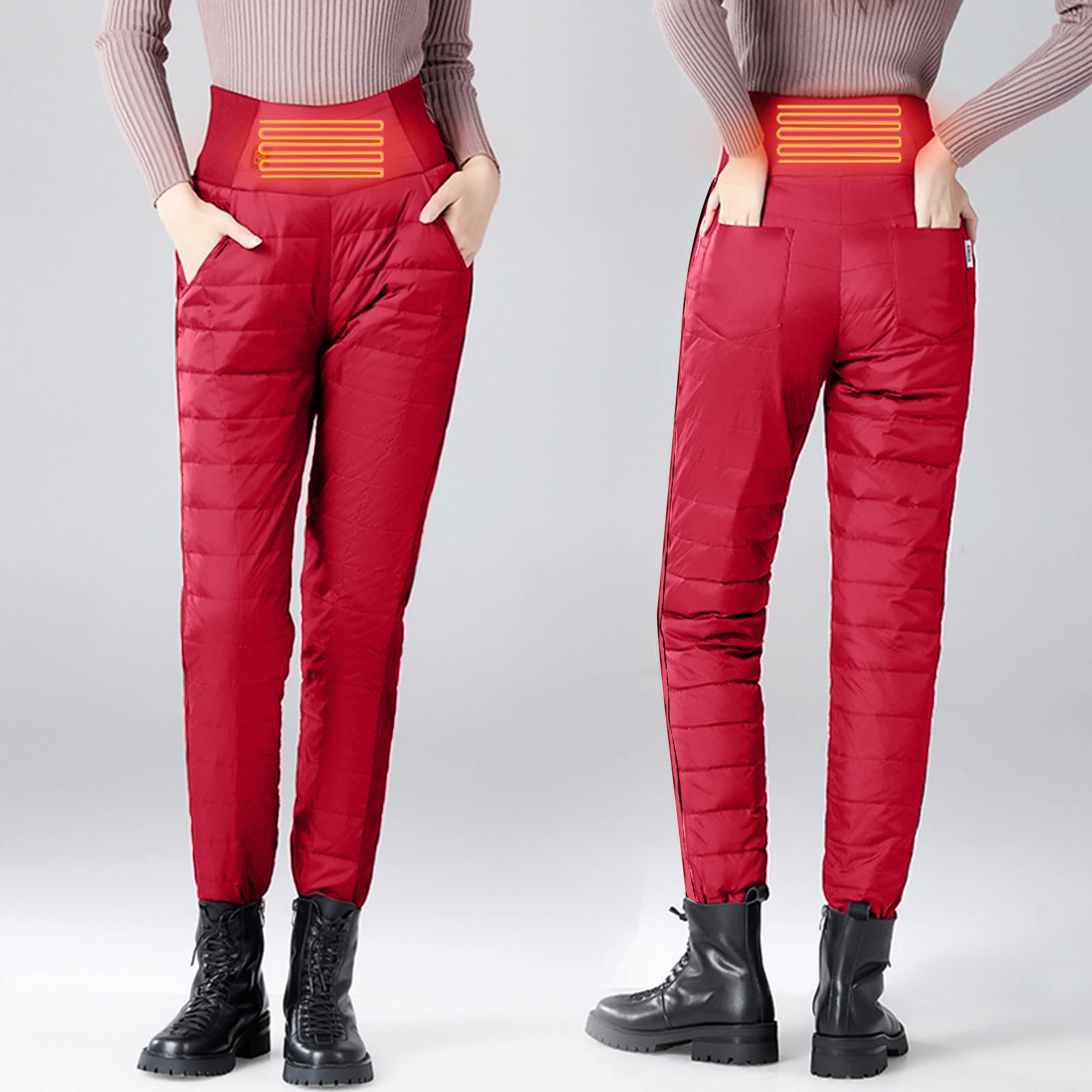 Thermohose Damen Warm Lang Winterhose Gefütterte Bequeme Daunenhose