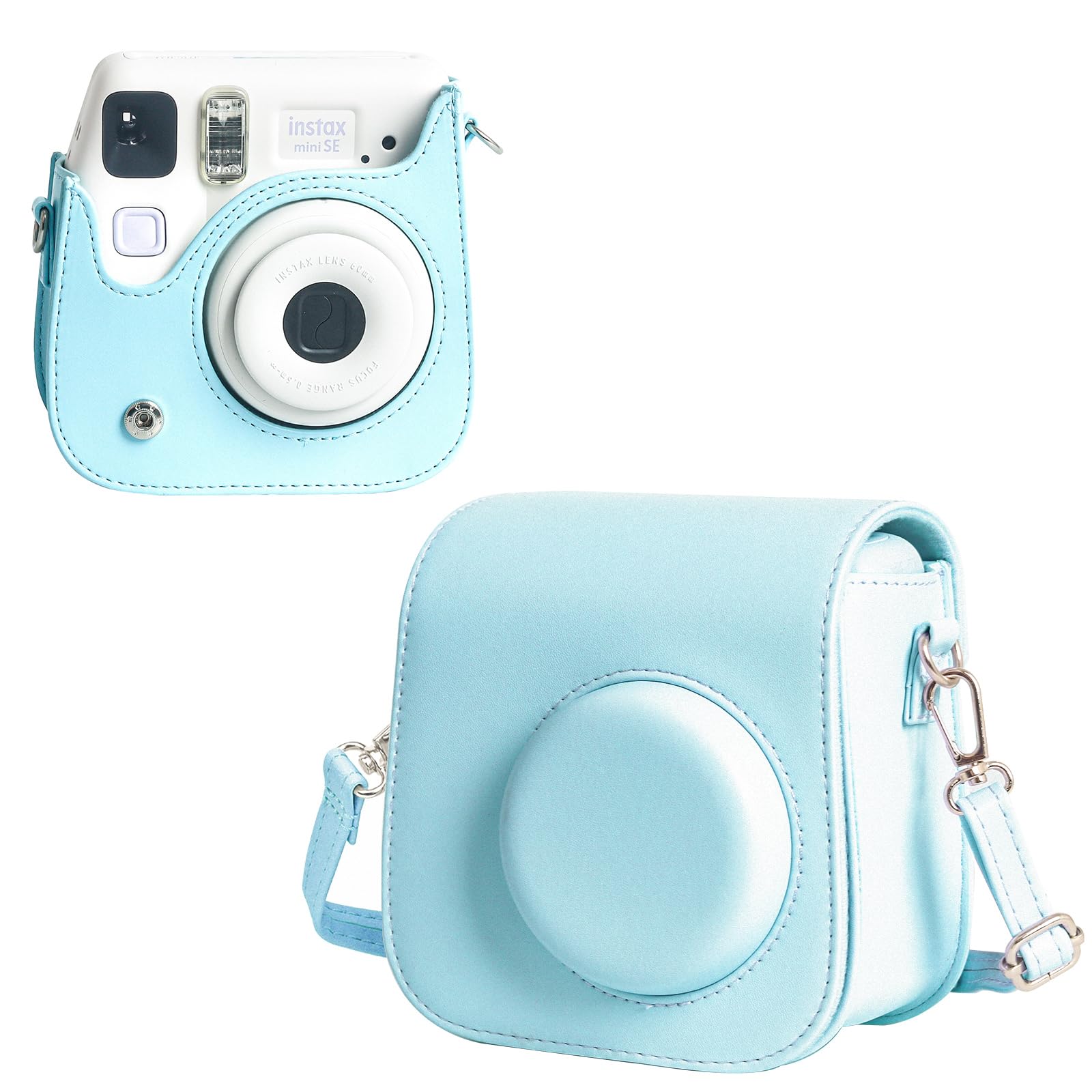 WOGOZAN Carrying Case for Fujifilm Instax Mini SE/7+/7s/7c Instant Film Camera, Protective PU Leather Case for Instax Mini SE with Adjustable Shoulder