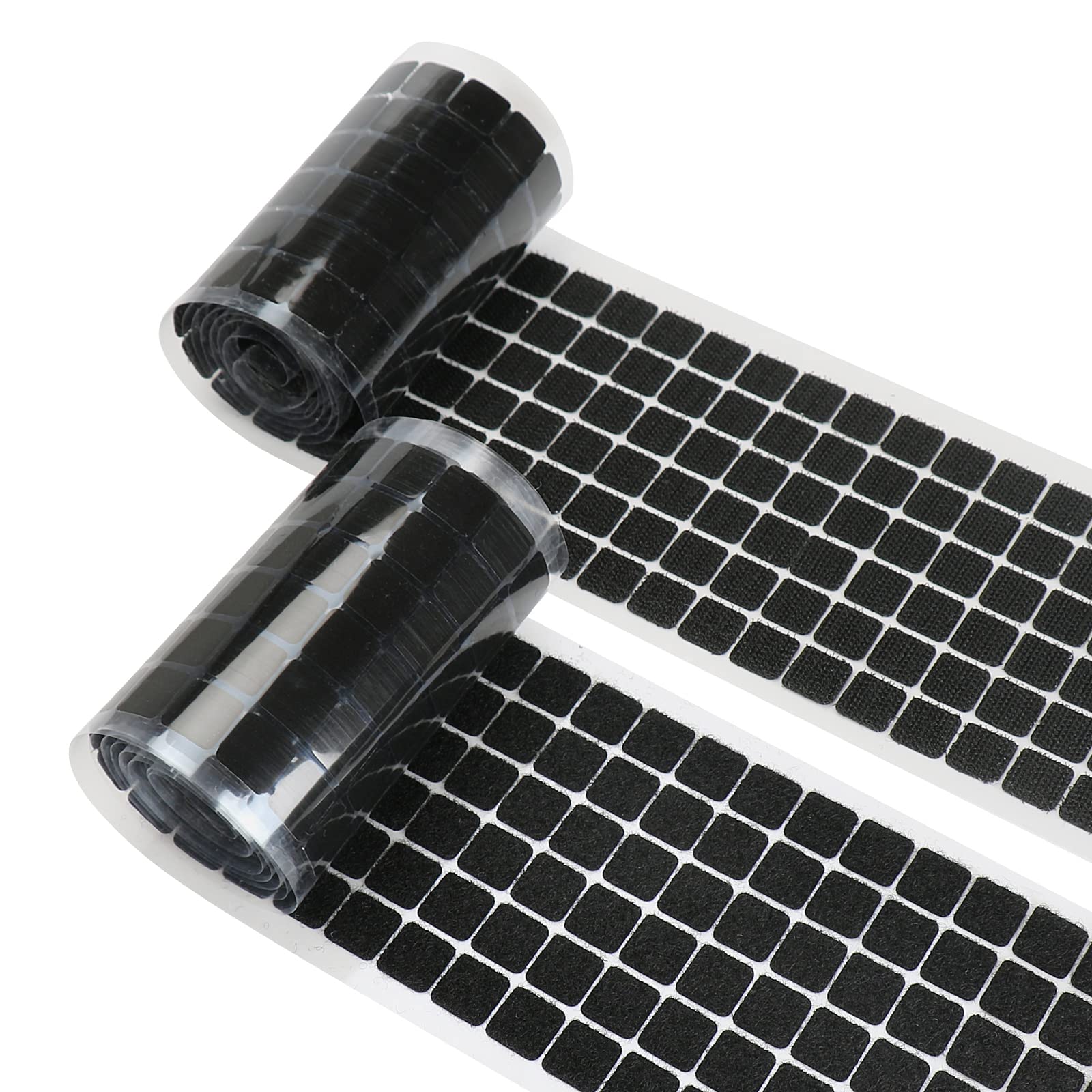 300pcs (150Pairs) Self Adhesive Dots 3/4 Diameter Sticky Back 20mm Square DIY Magic Nylon Coins Hook and Loop Strips with Waterproof Coin Glue Fastener Dot Pads Sticker -Black