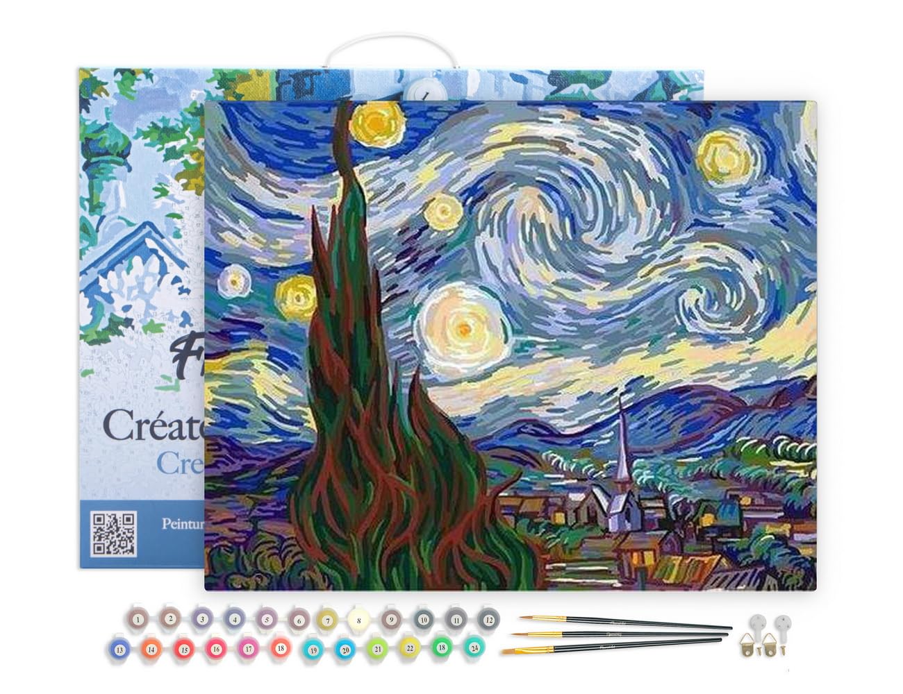 Figured'Art Paint by Numbers for Adults with Frame Van Gogh Starry Night 40x50cm - Craft Art Painting DIY Kit Canvas Already Stretched on a Wooden Frame โ image 1
