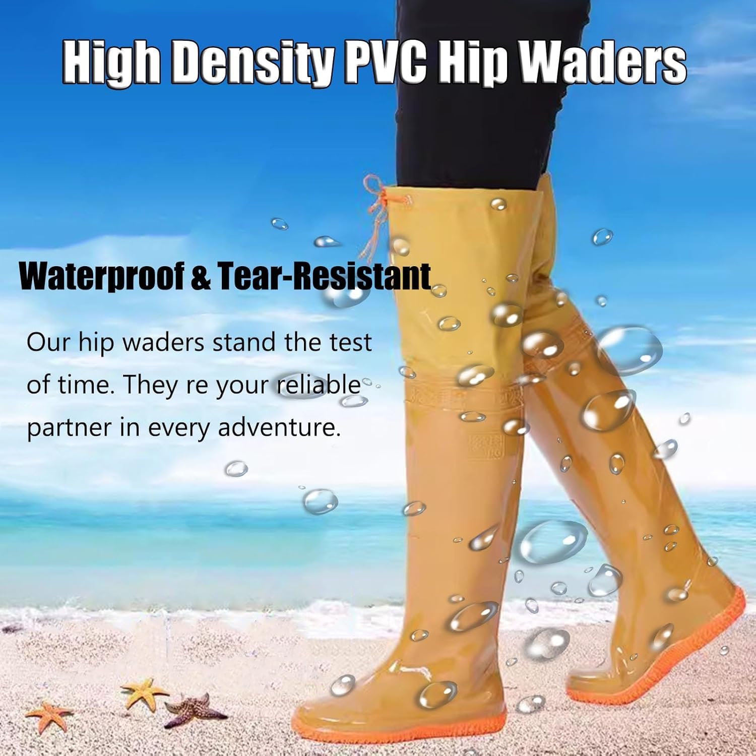 KomNWF LXXW Fishing Chest Waders PVC waterproof hip wading boots, 60 cm high, lightweight, unisex, oxford soles, knee-length water shoes hunting waders(7.5)
