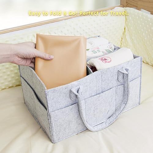 Miniatura 6 de Cambiador de pañales portátil para bebé de 30 x 17 pulgadas, impermeable y lavable, tapete cambiador de pañales de cuero vegano, suave y plegable,