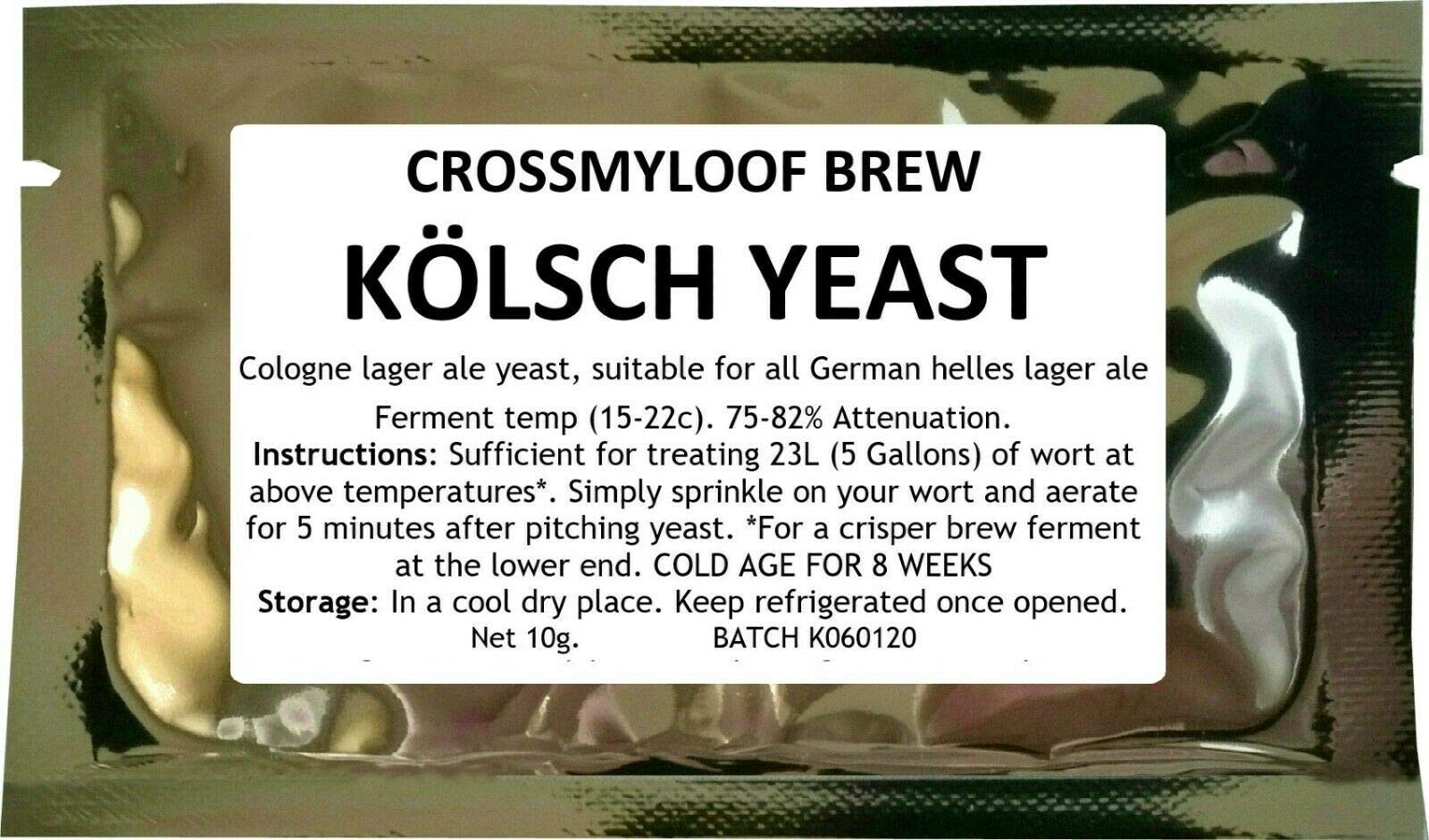 10g Home Brew Beer Yeast. Kolsch Lager Ale Yeast for Light German Ales. 3, 5 and 10 Packs Available Too.