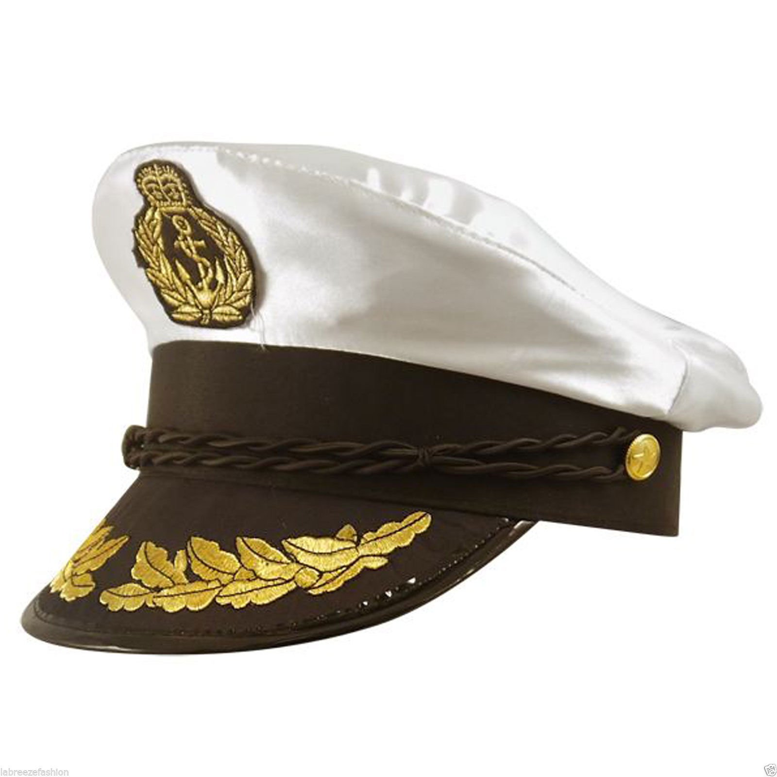 labreeze Captain Hat Adults Naval Officer Quality Satin Navy Sailor Fancy Dress Hat