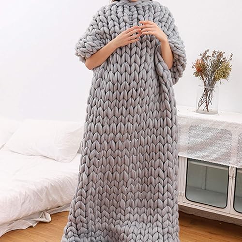 Miniatura 9 de Manta de punto gruesa azul profundo, manta de punto grueso para cama de punto suave, elegante y acogedora para cama, sofá, decoración del hogar,