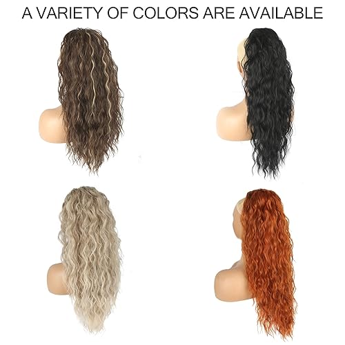 Miniatura 3 de Curly Drawstring Ponytail for Black Women Long 18Inch Kinky Curly Ponytail Extension Synthetic Afro Black Deep Curly Hair Ponytail Deep Wave
