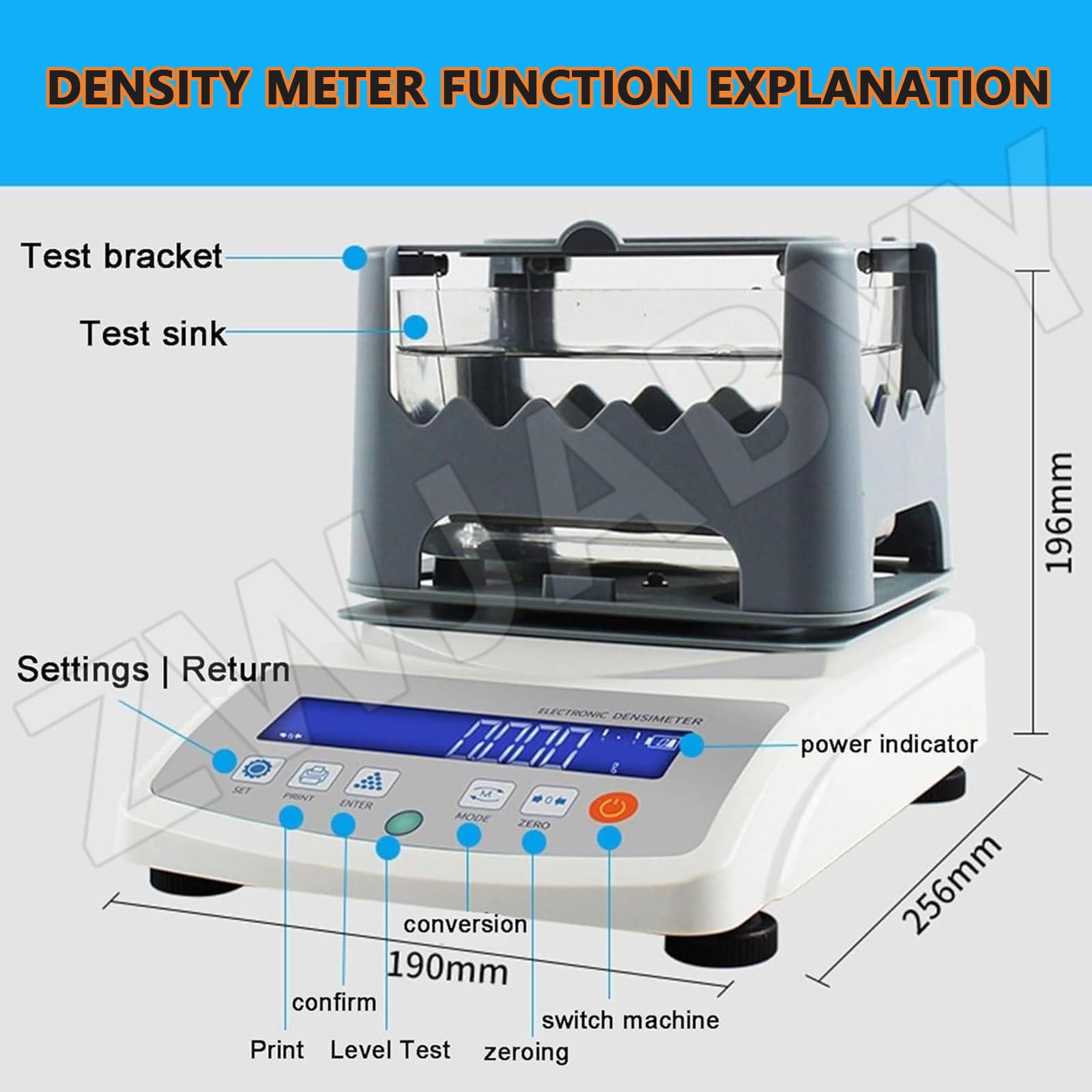 Densimetro solido di Digital, tester di densità di alta precisione 0.001g/cm3 per granuli di gomma di plastica con stampante