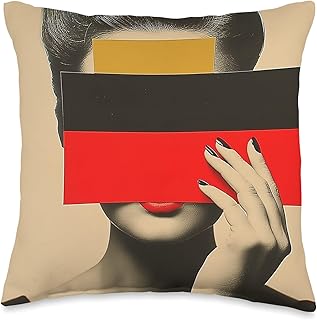 Modern Pop Art – Mysterious Woman Behind Bold Color Blocks Throw Pillow
