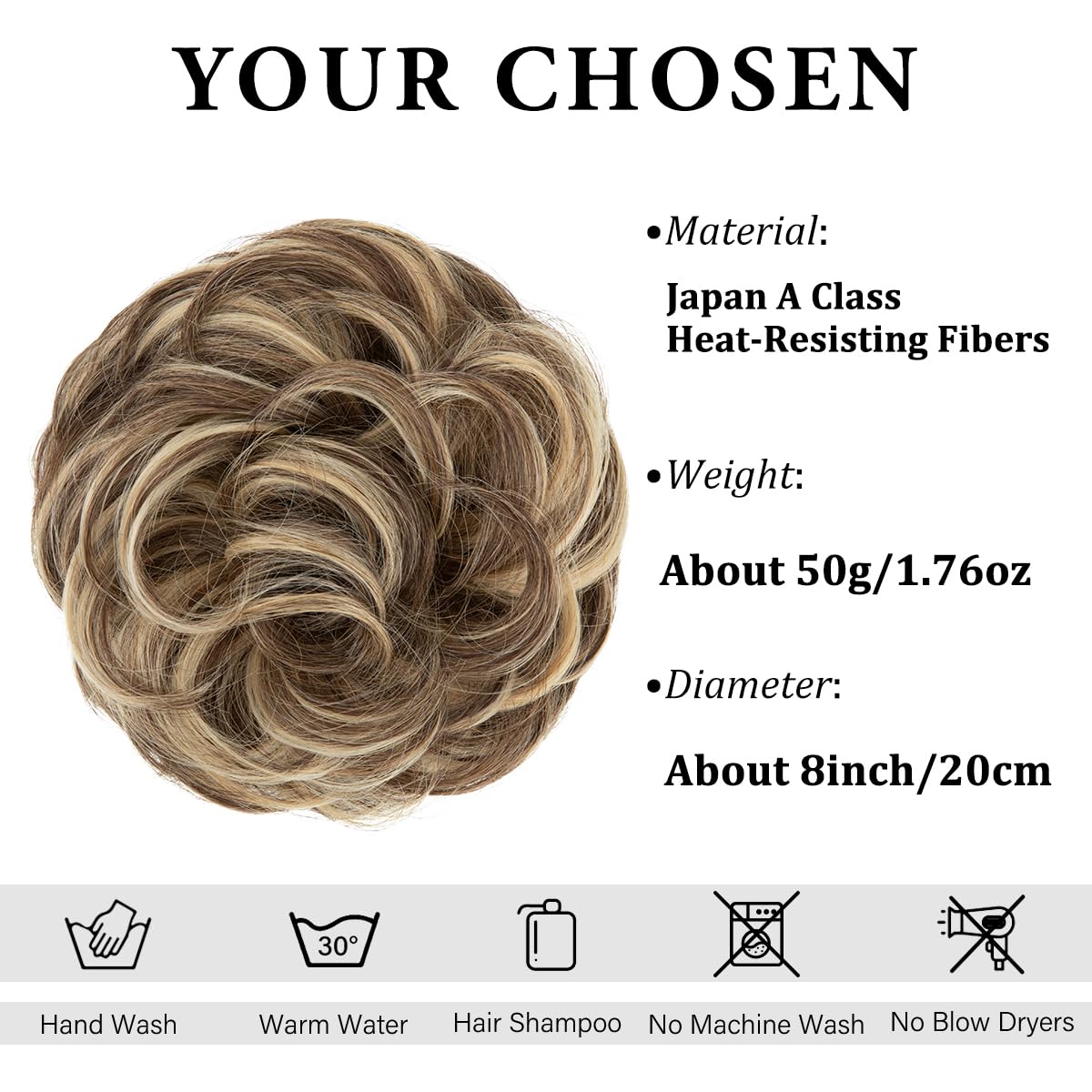 SARLA Messy Bun Hair Piece for Womens Synthetic Scrunchies Buns Extension Hairpieces Updo Pony Tail Bernstein Multi - Image 2